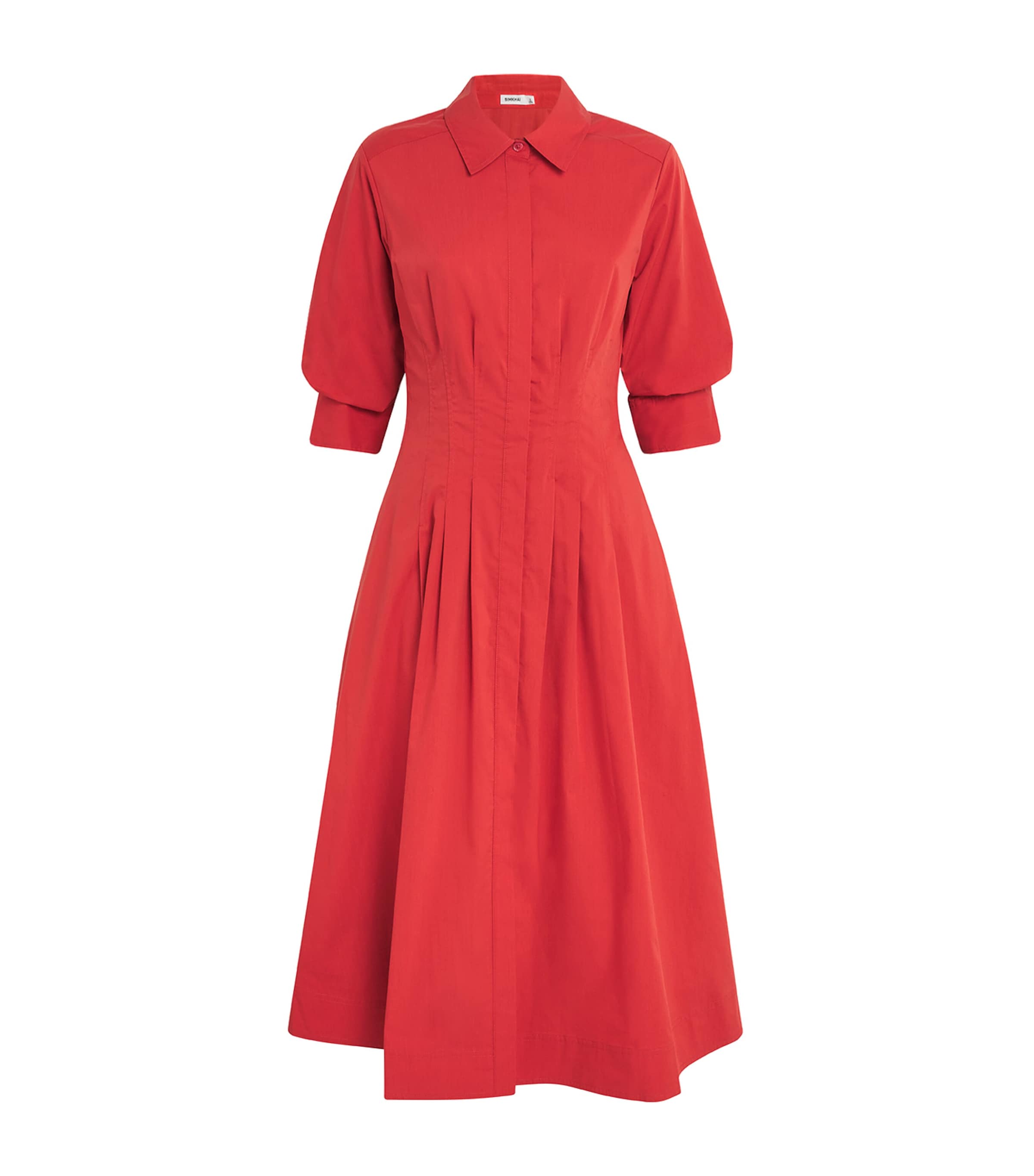 Simkhai Cotton Pintuck Jazz Midi Dress In Red