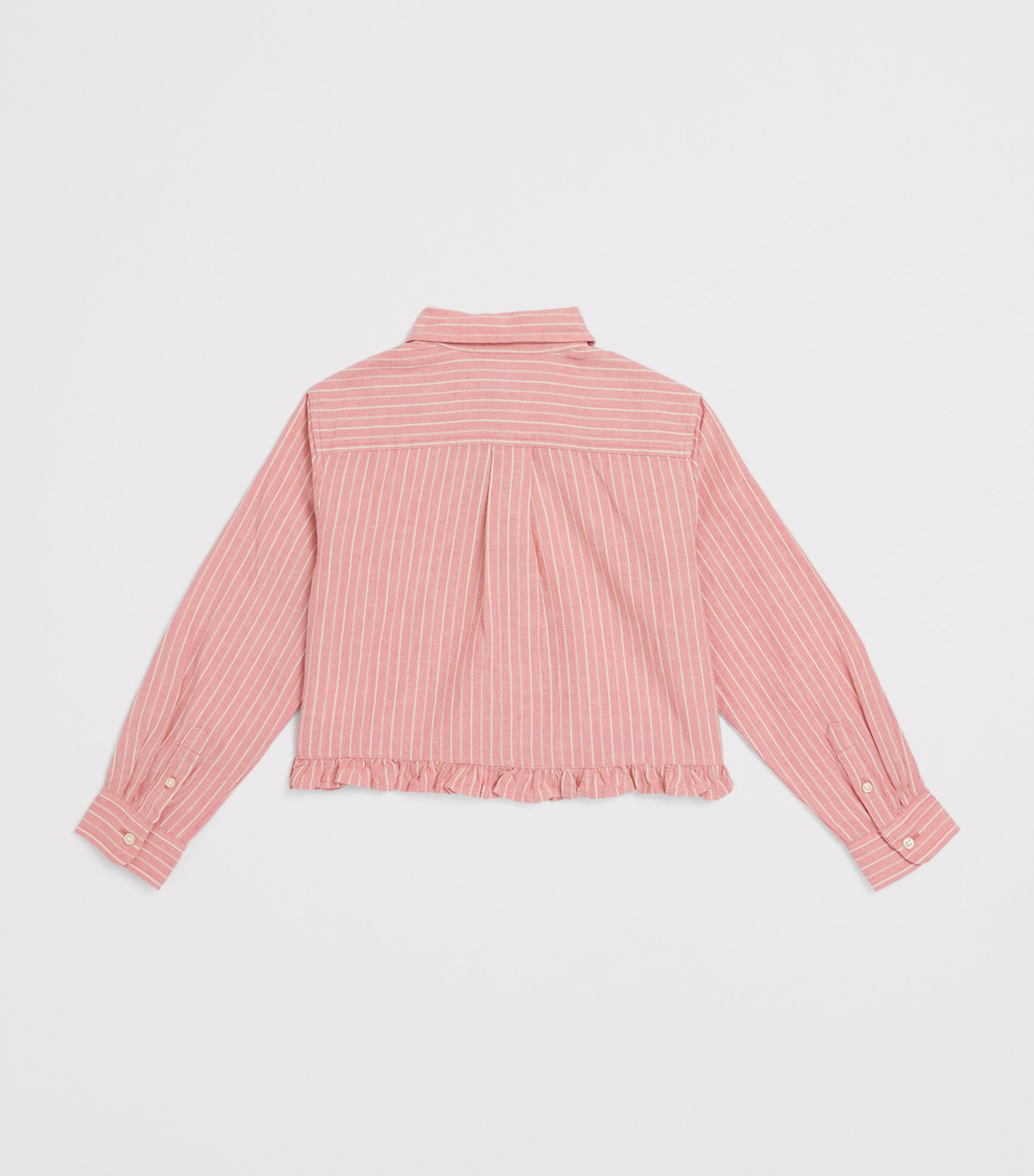 Ralph Lauren Kids Ruffled Stripe Shirt (2-6 Years) Rose/crm Image 2