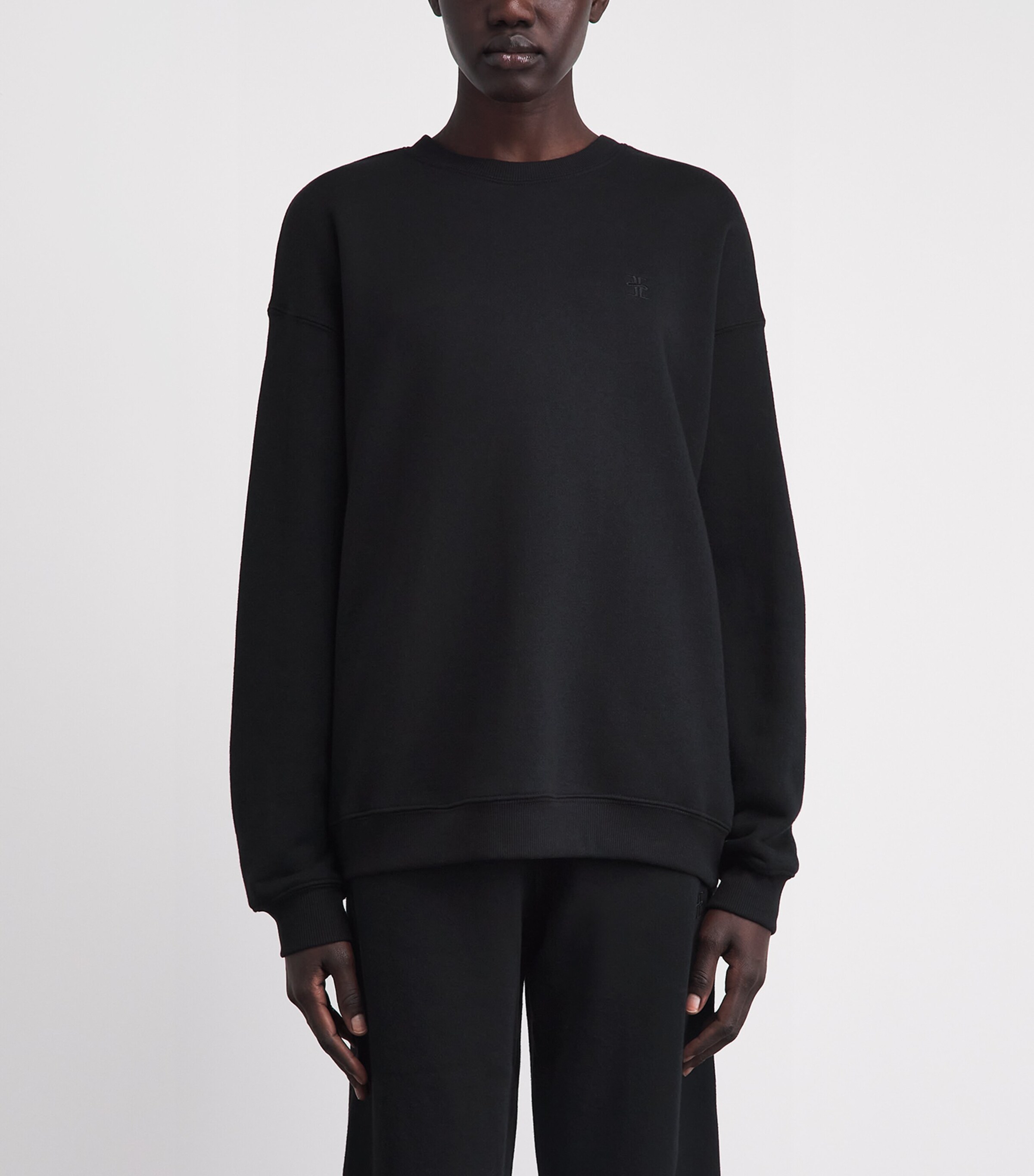 ÉTERNE Womens French Terry Oversized Sweatshirt Black Image 4