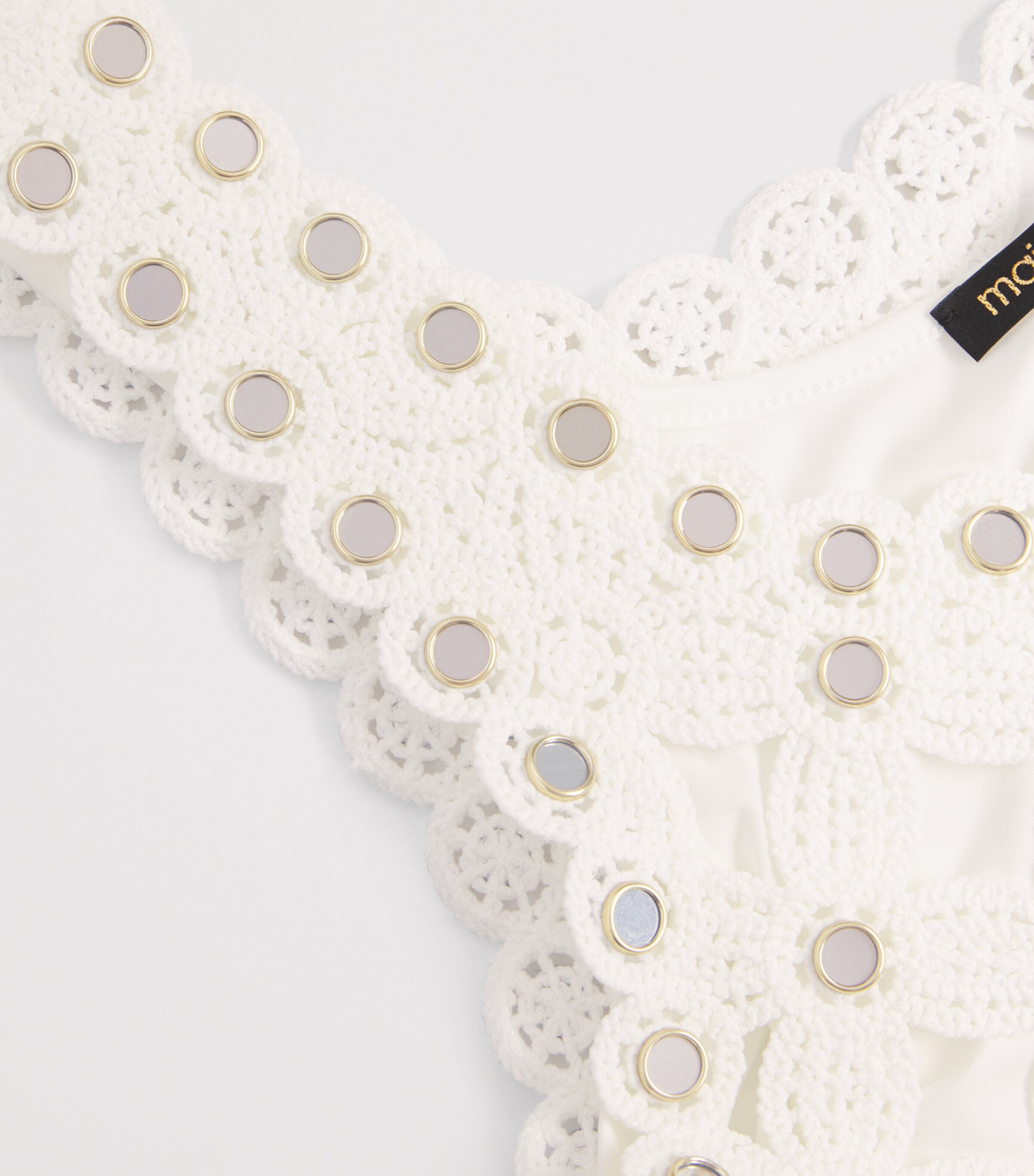 Maje Womens Mirror-Detail Crochet Top White Image 6