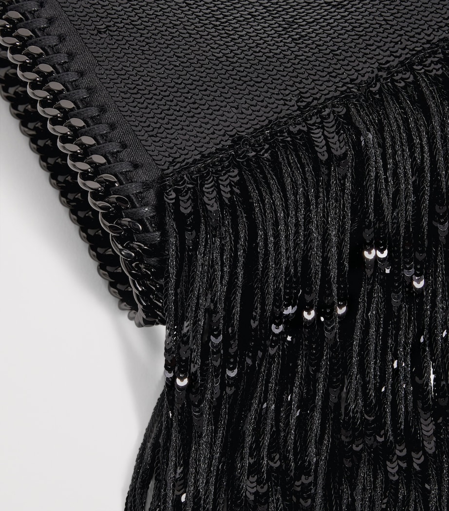 Tiny Sequin Fringe Falabella Tote Bag 1000 BLACK Image 4