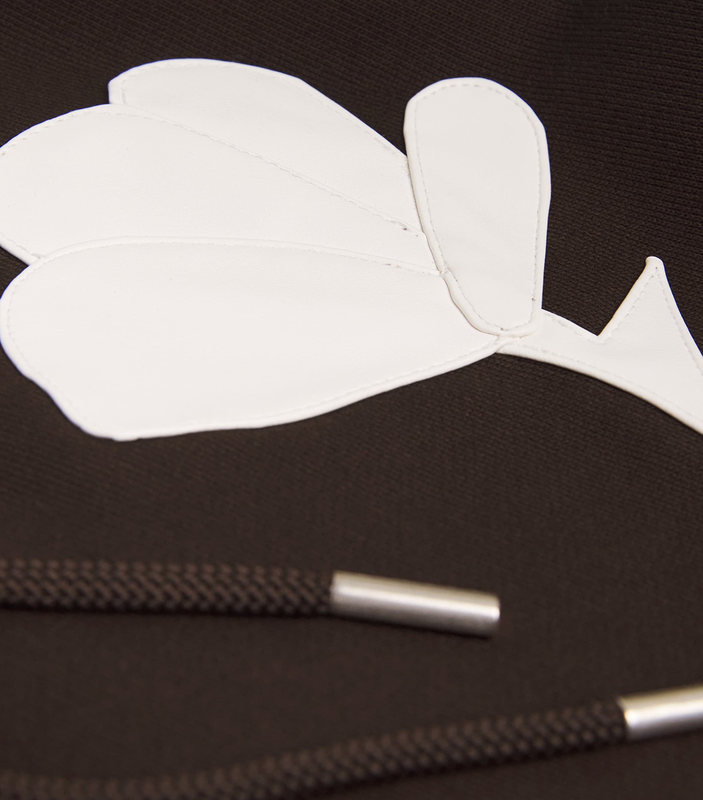 Cotton Floral-Patch Hoodie CHOCOLATE Image 5