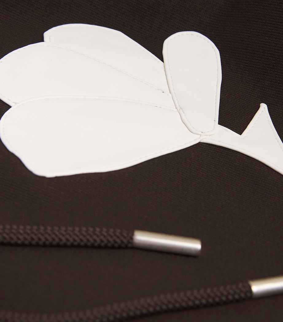 Cotton Floral-Patch Hoodie CHOCOLATE Image 5