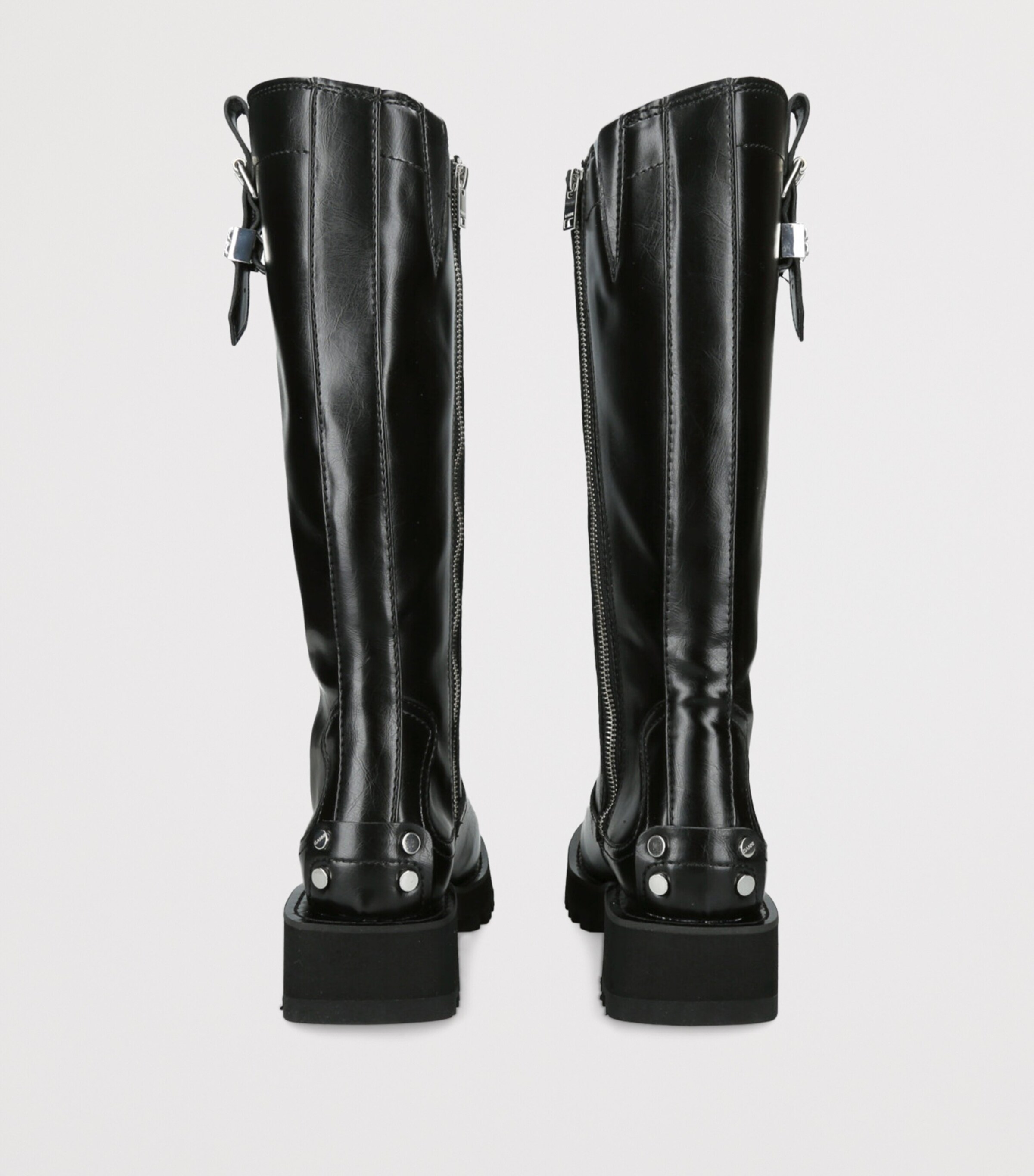 Crinkled Faux Leather Boots DARK BROWN Image 2