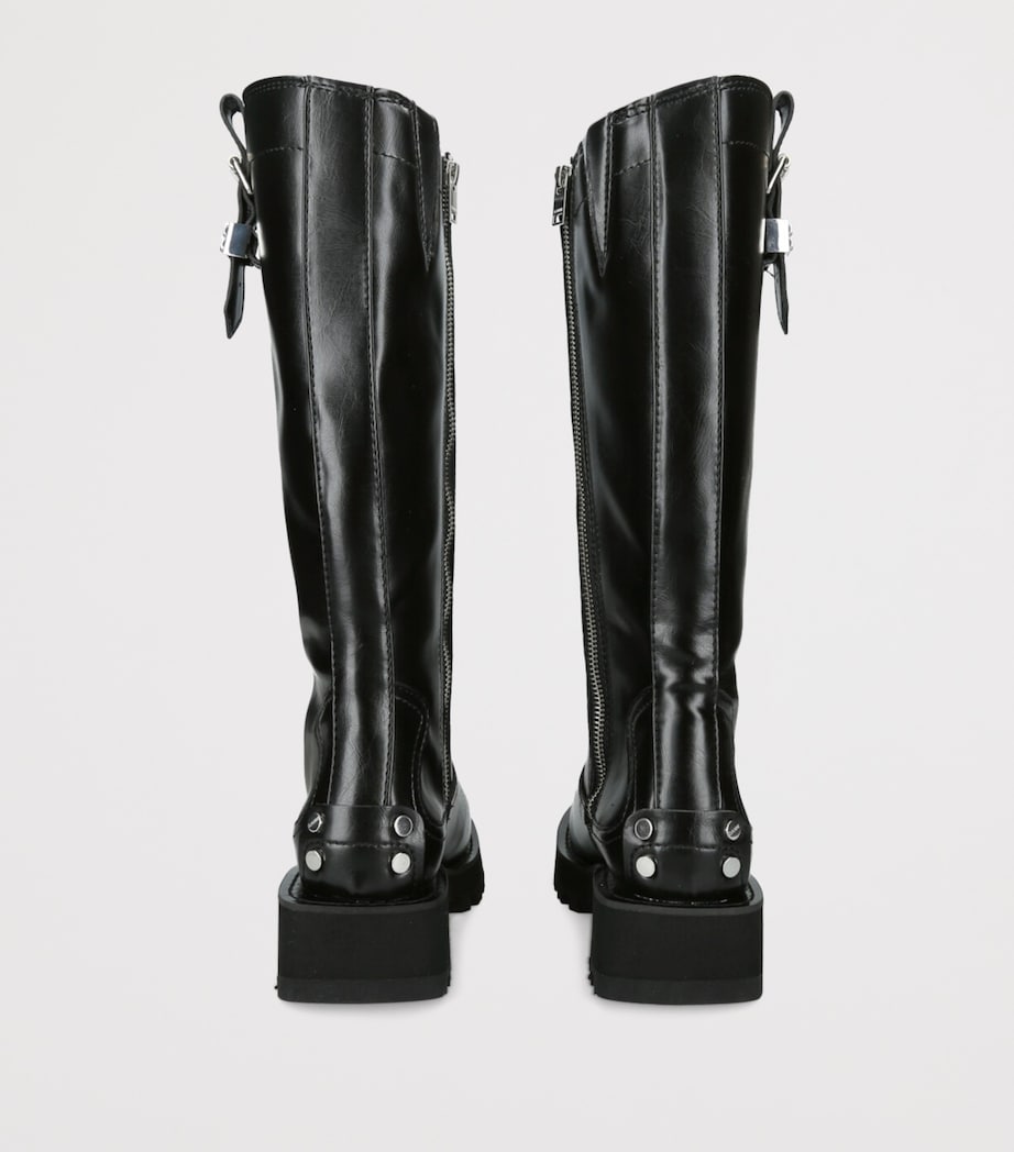 Crinkled Faux Leather Boots DARK BROWN Image 2