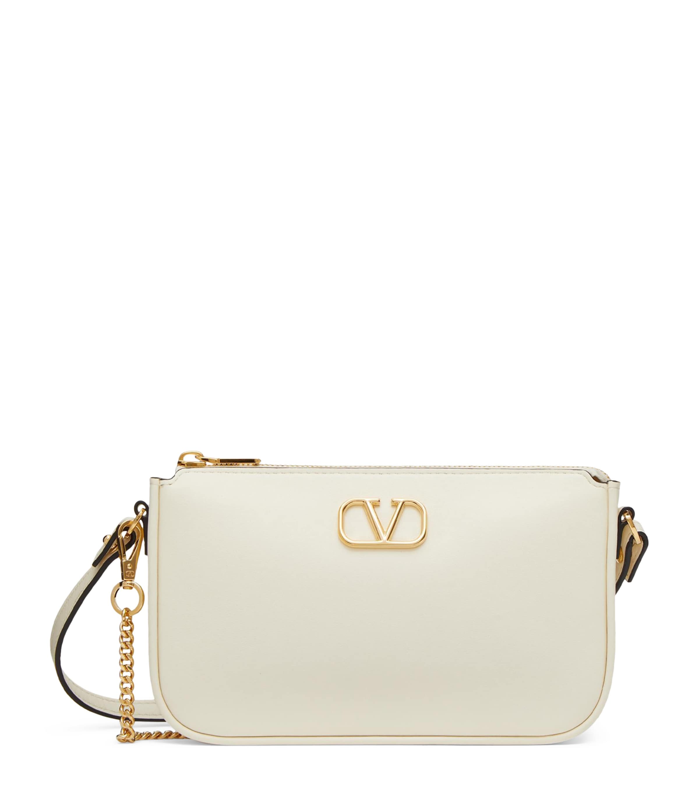 Valentino Garavani Mini Leather Vlogo Cross-body Bag In Ivory