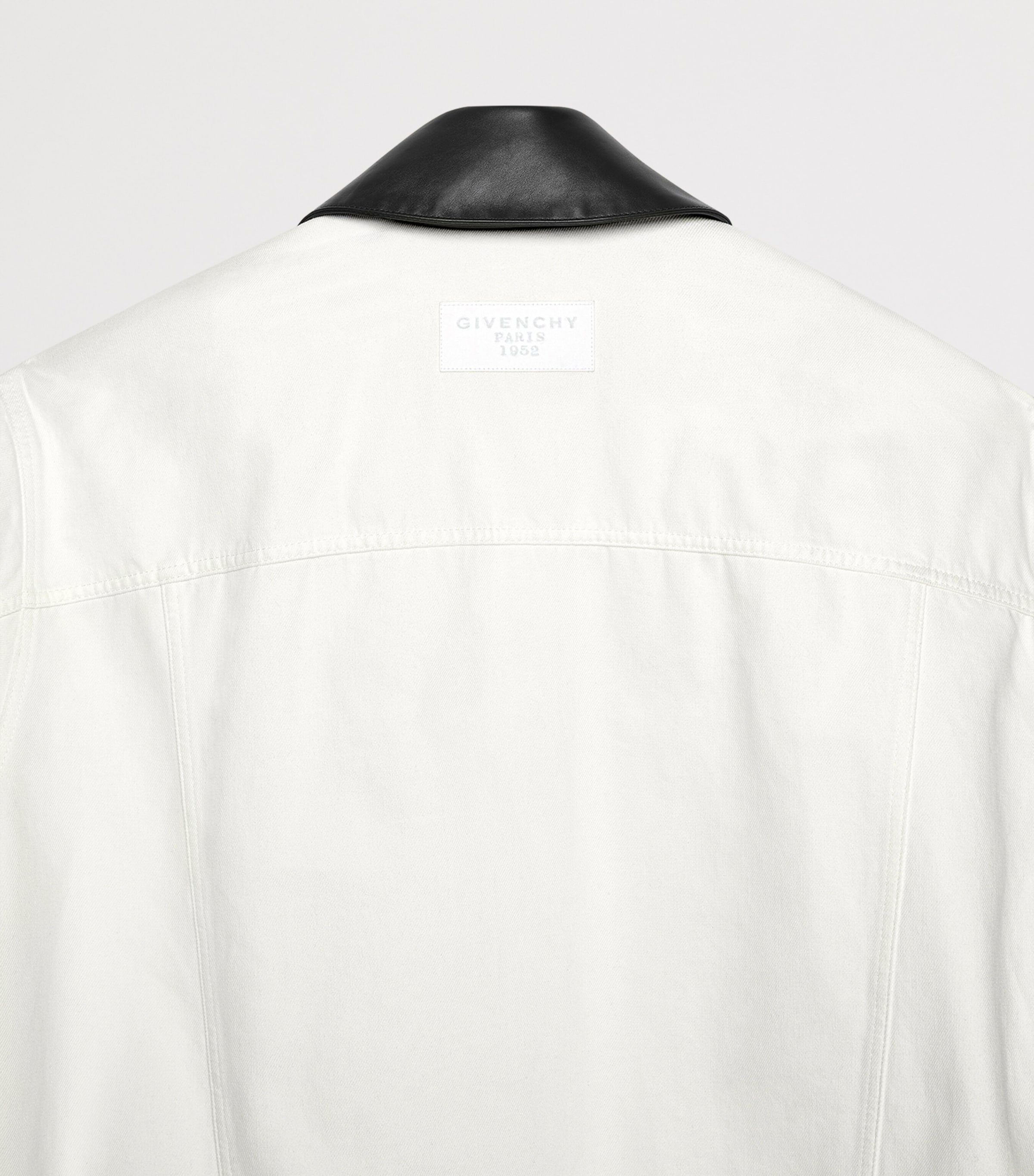 Leather-Trim Oversized Denim Jacket OFF WHITE Image 4