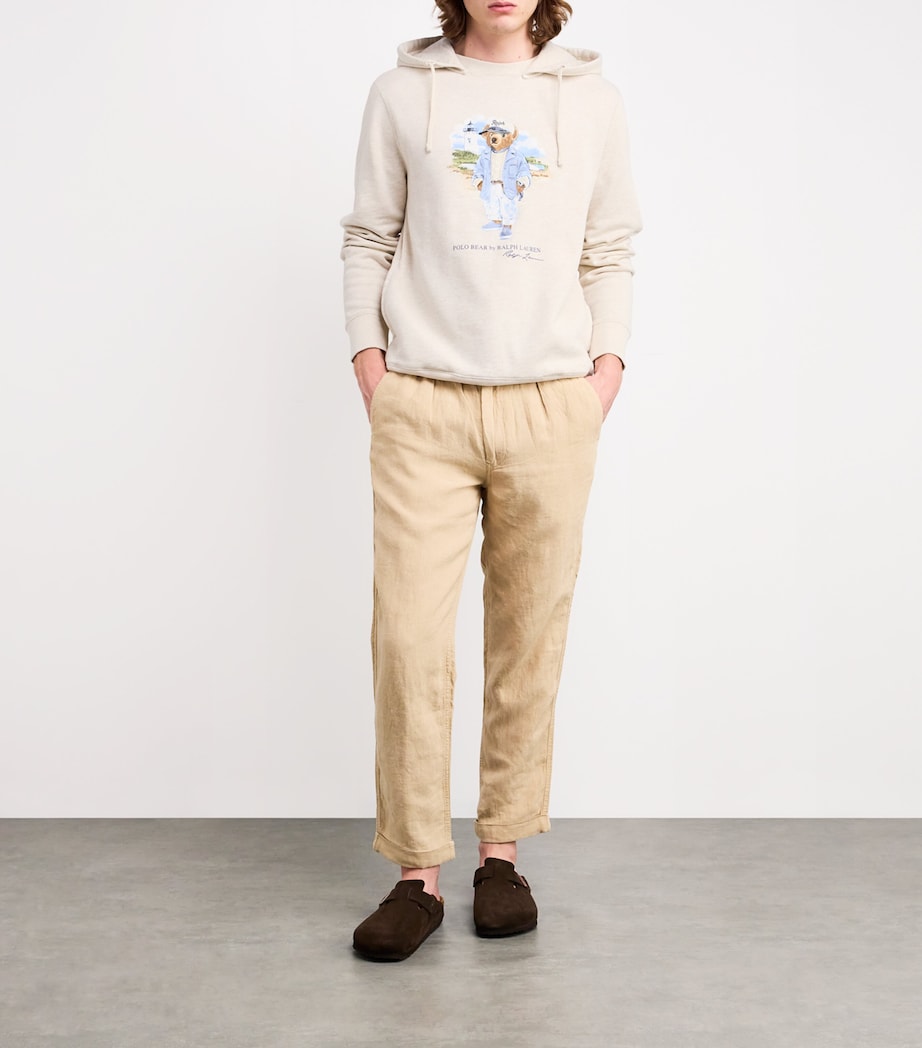 Polo Ralph Lauren Mens Cotton-Blend Polo Bear Hoodie White Image 2