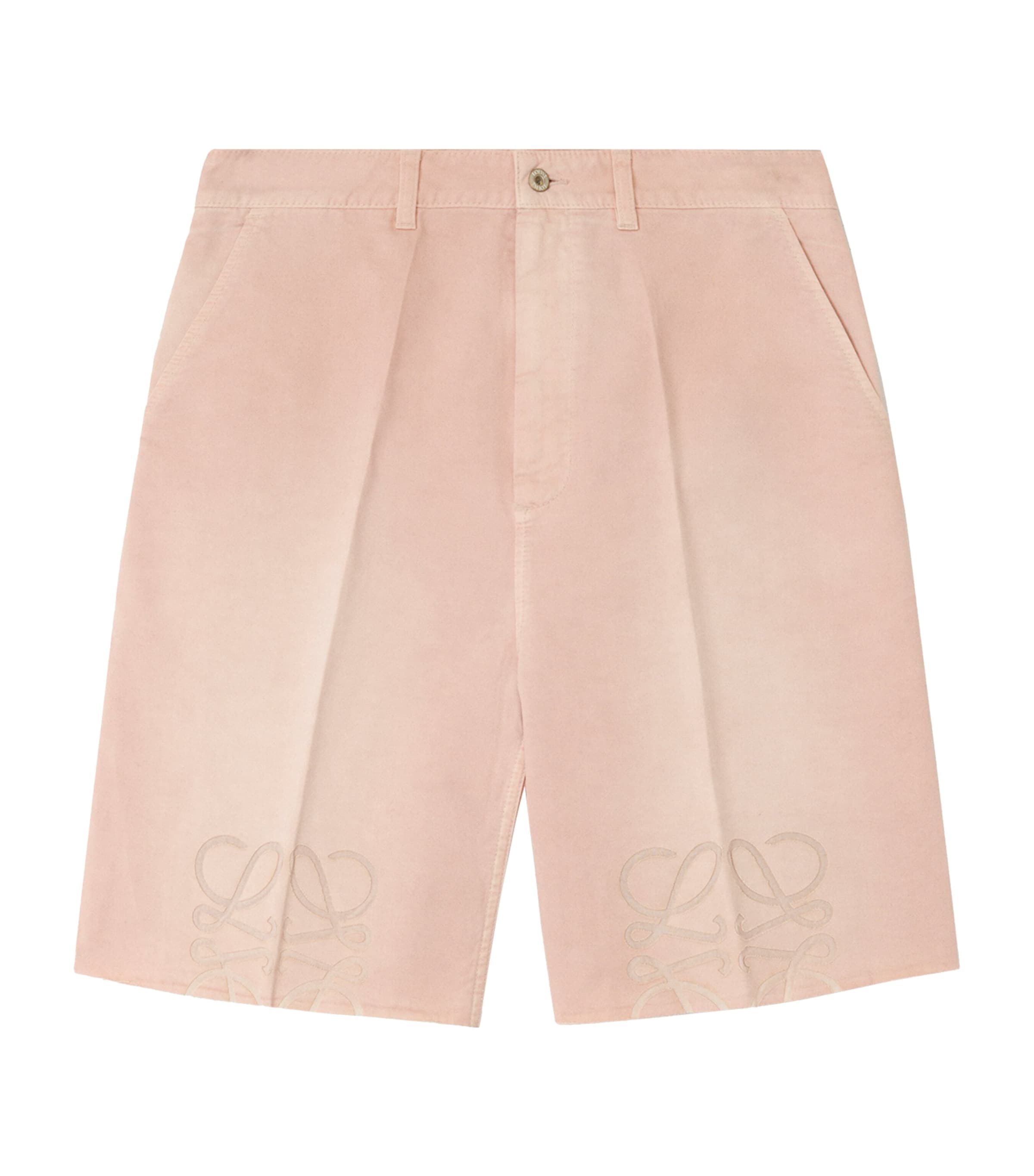 Loewe Womens  Anagram-embroidered Relaxed-fit Low-rise Denim Shorts In Pink