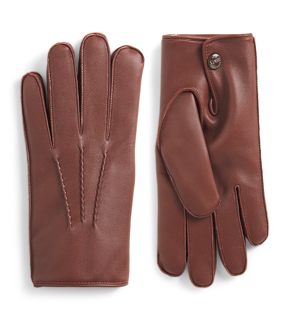 Leather Fur-Lined Lumley Gloves ENGLISH TAN (BEIGE) Image 1