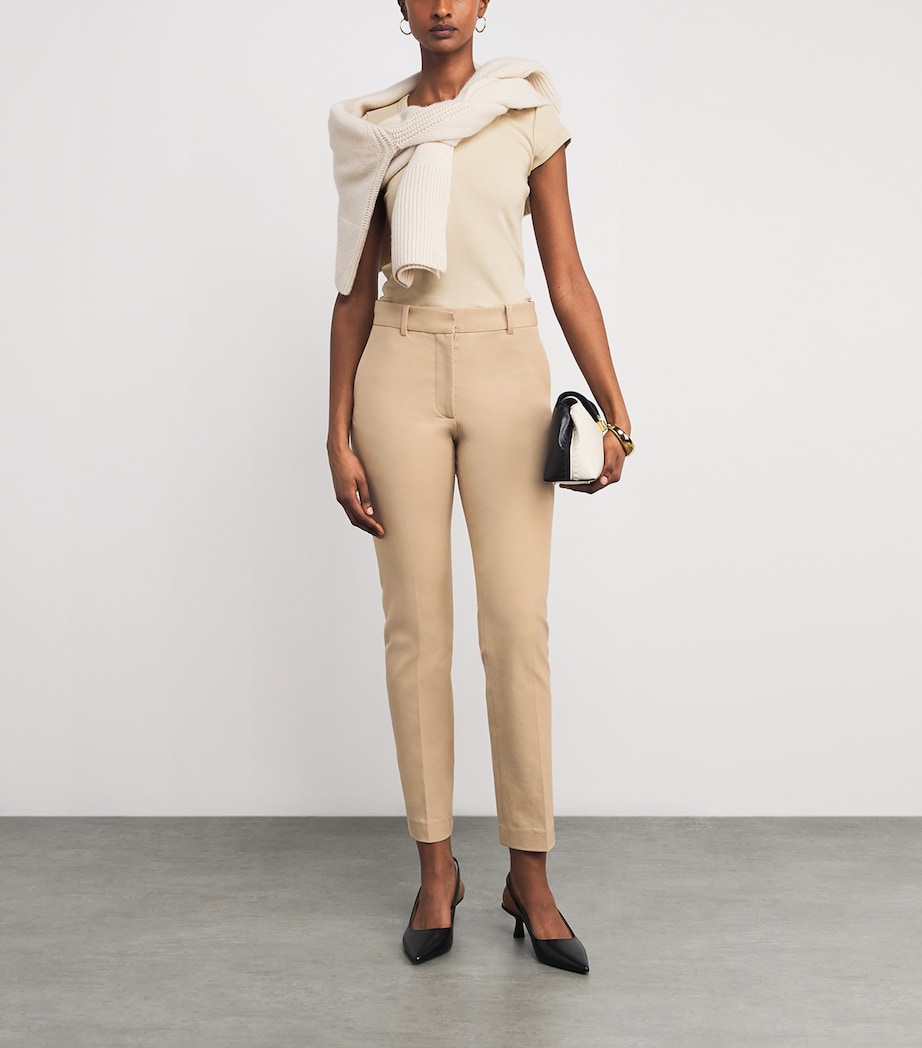 Joseph Womens Gabardine Coleman Slim Trousers Powder Image 2