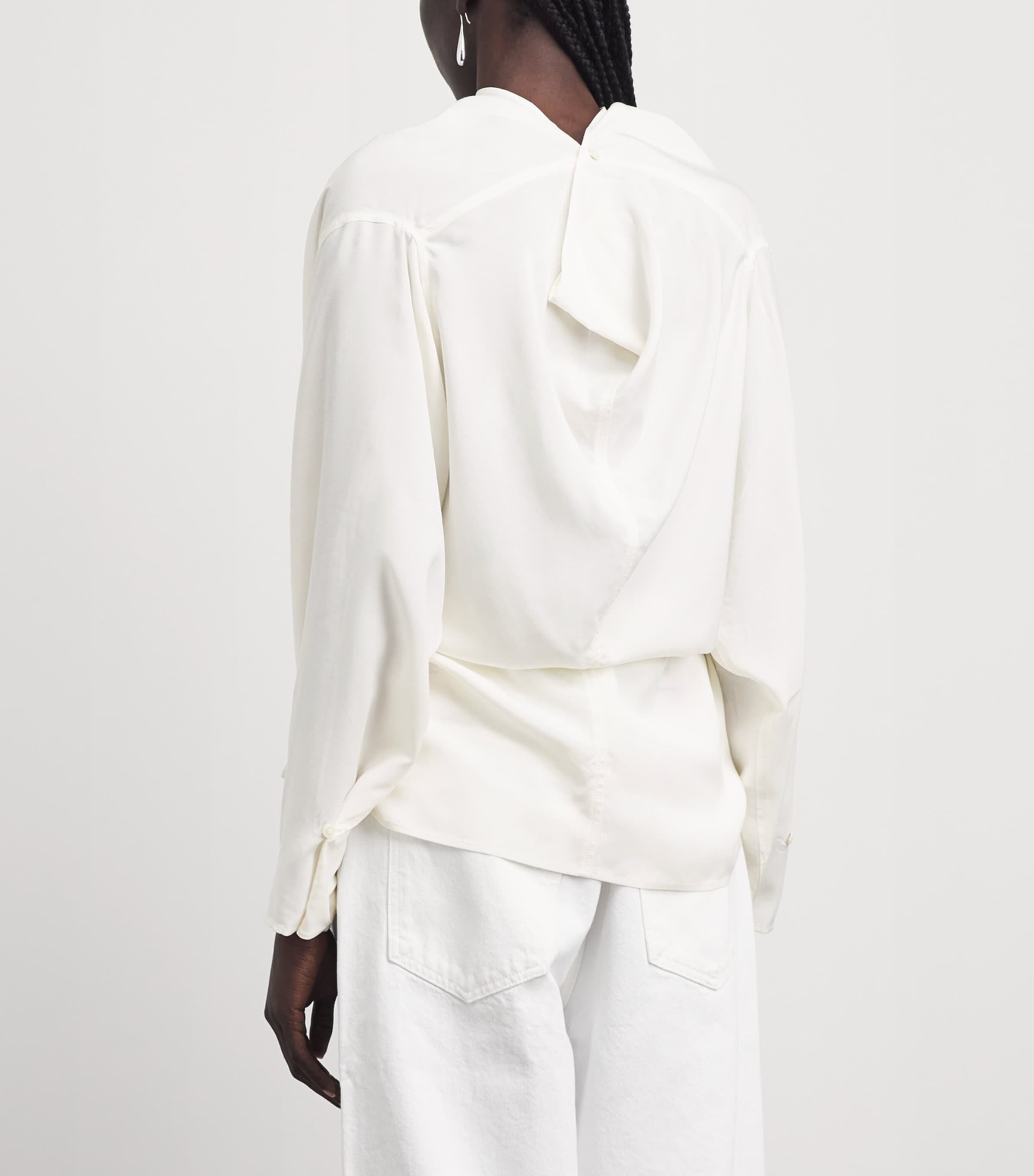 Source Unknown Womens Long-Sleeve Draped Pisa Blouse Wh Image 5