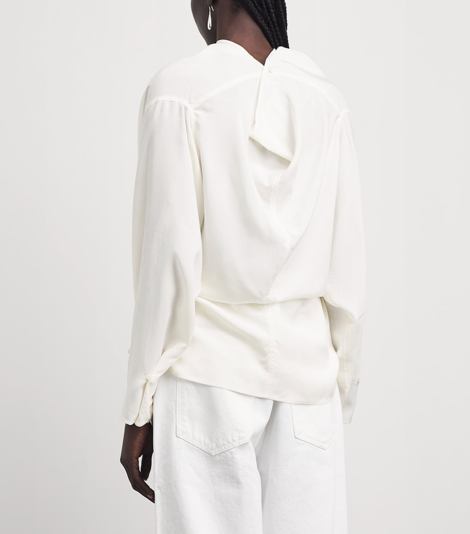 Source Unknown Womens Long-Sleeve Draped Pisa Blouse Wh Image 5