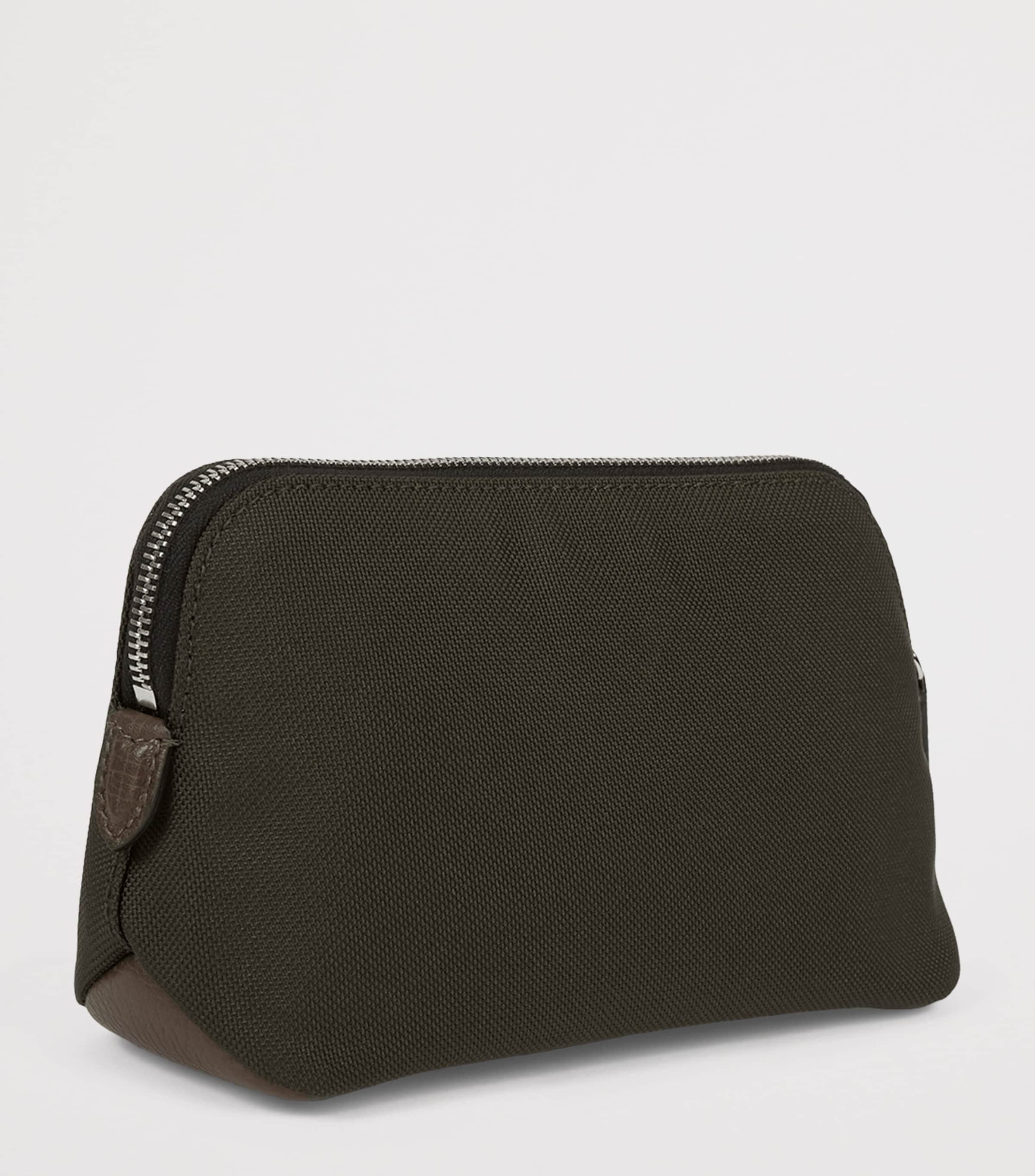 Smythson Small Canvas Wash Bag Dark Moss Image 3