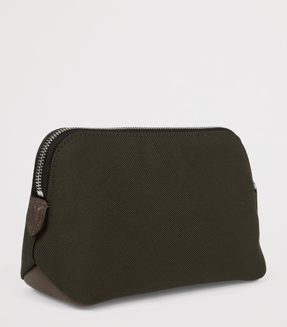 Smythson Small Canvas Wash Bag Dark Moss Image 3