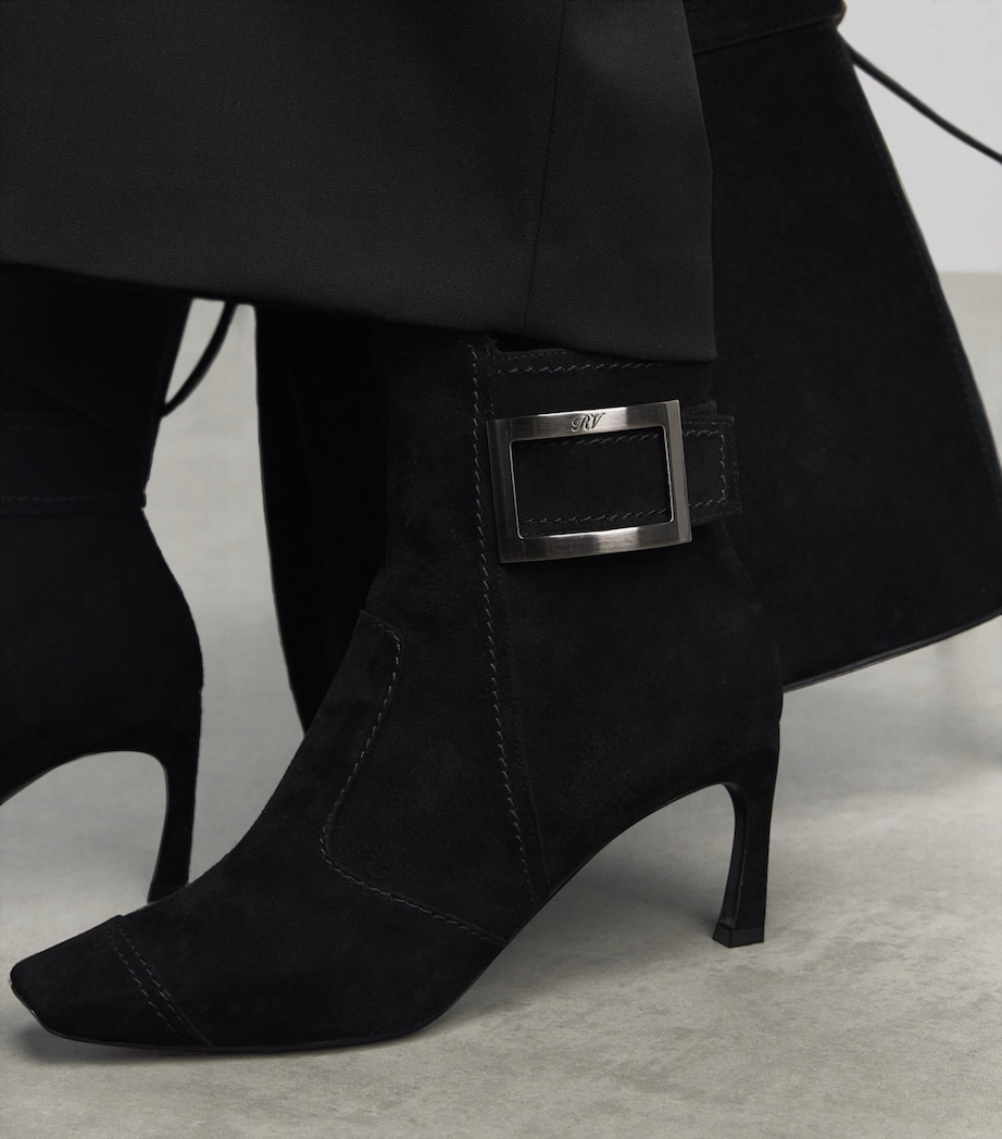 Roger Vivier Womens Suede Trompette Boots 70 Black Image 2