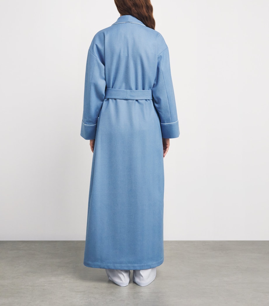 Merino Wool Herringbone Dressing Gown BLUEBELL Image 4