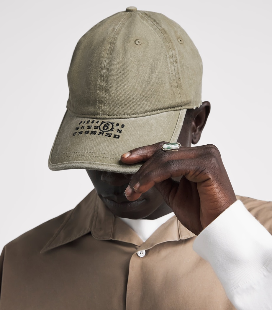 MM6 Maison Margiela Cotton Logo Baseball Cap Khaki Image 2