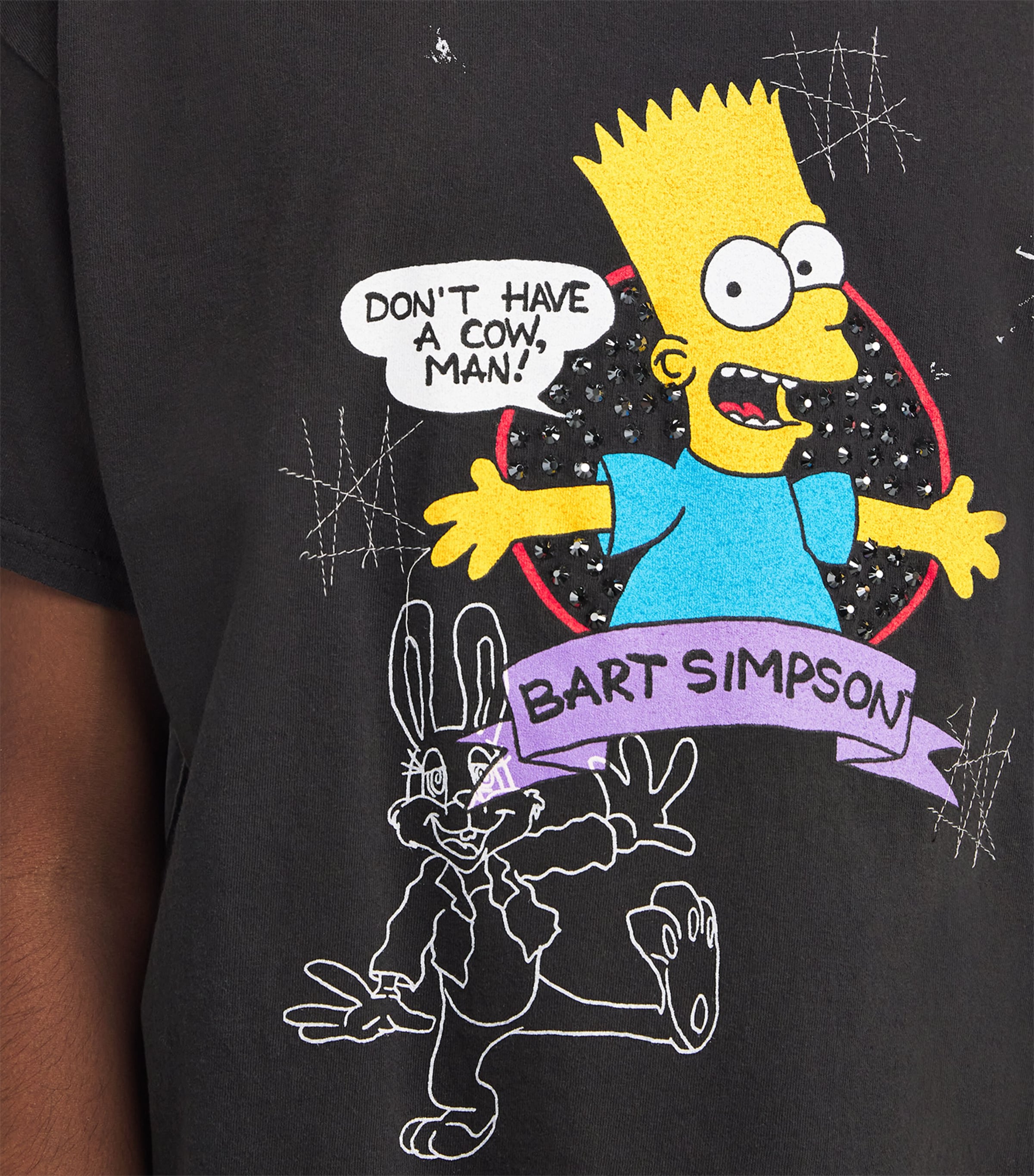 DOMREBEL Mens Cotton Bart Simpson T-Shirt Black Image 6