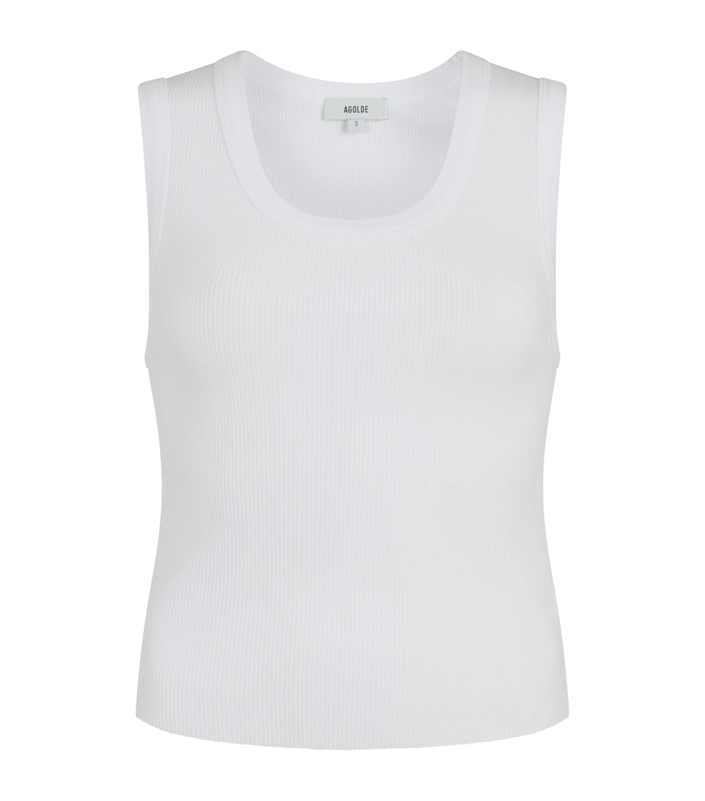 Agolde Poppy Cotton-blend Cropped Tank Top In White