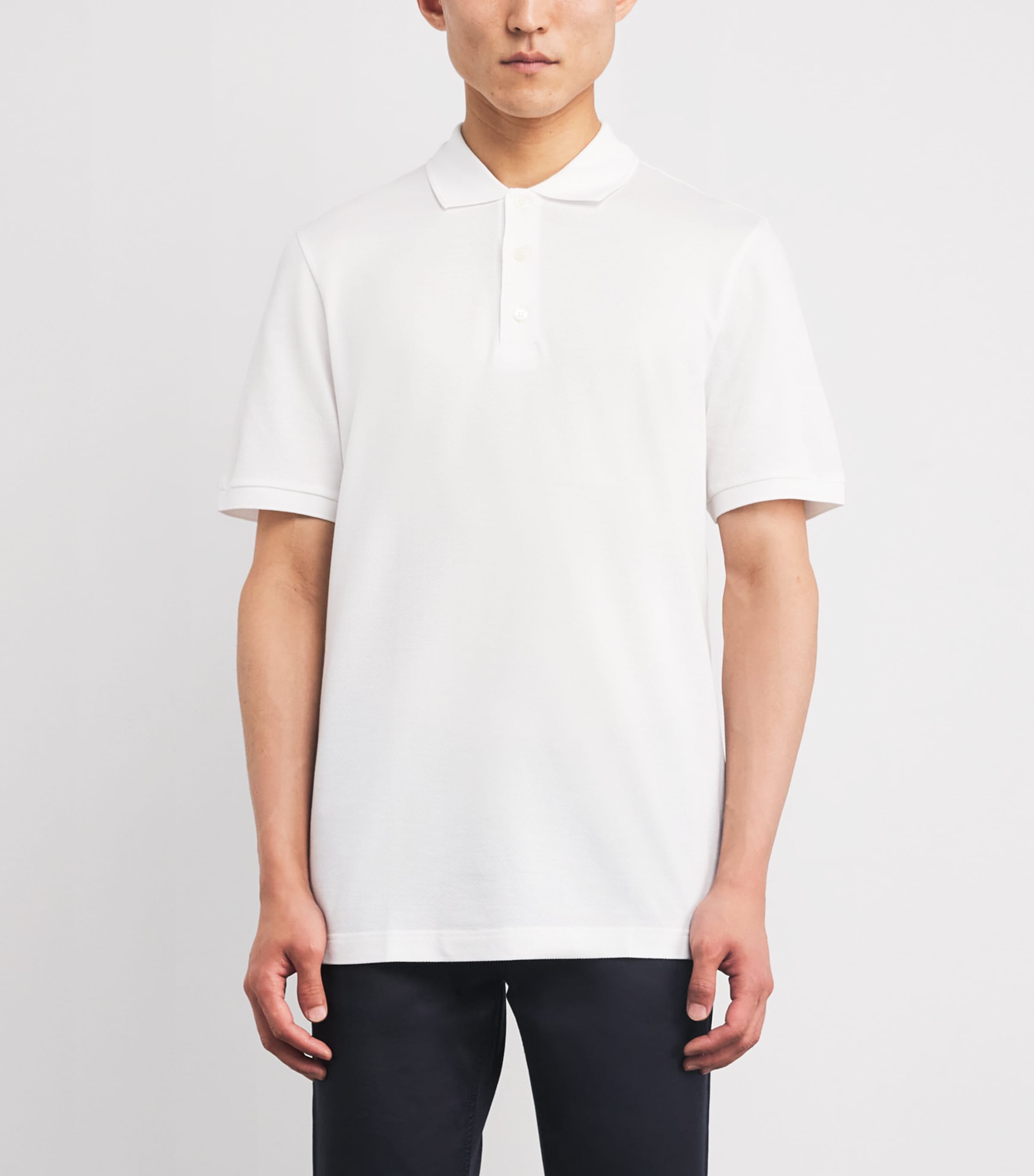 Brioni Mens Piqué Cotton Polo Shirt Image 3
