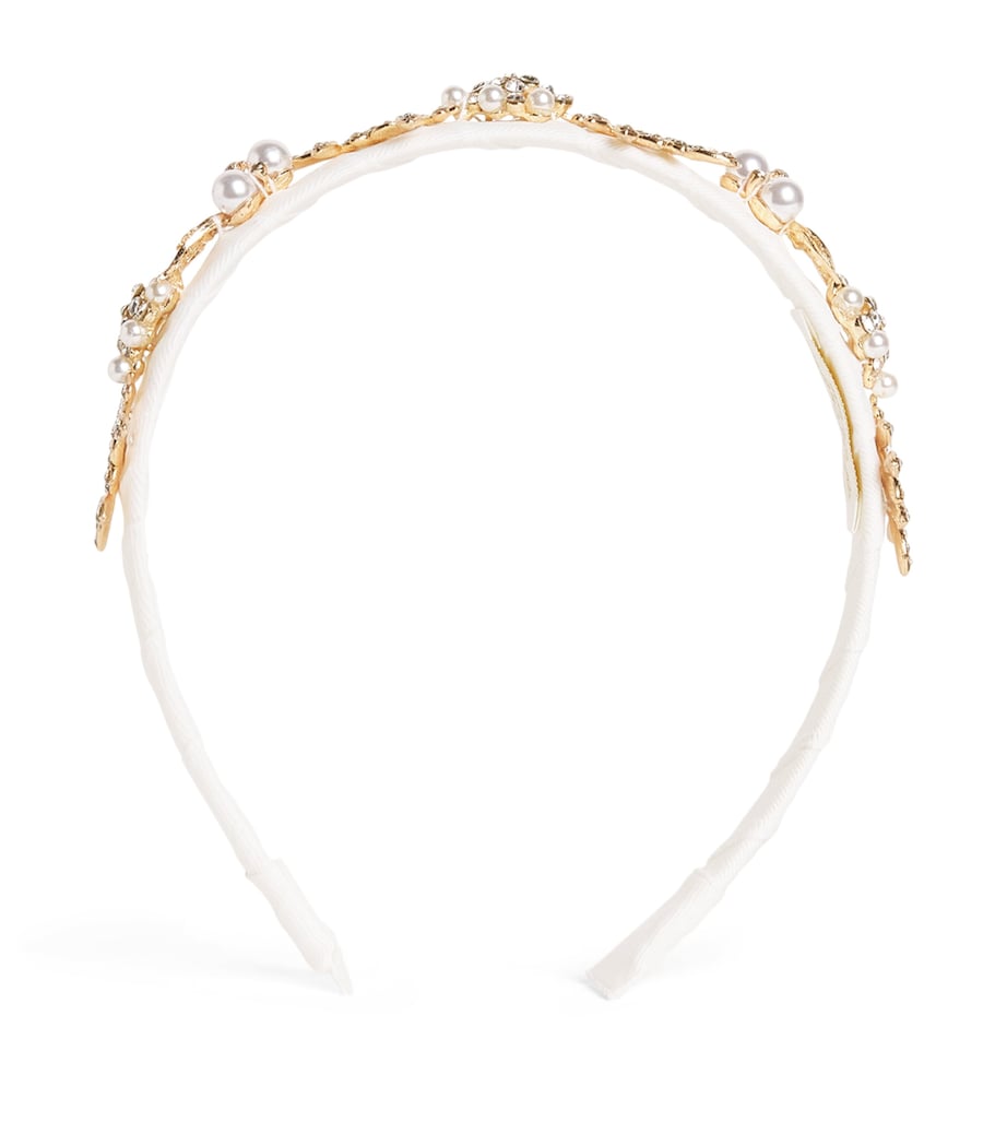 Diamanté and Faux Pearl-Embellished Headband LIVORY Image 1