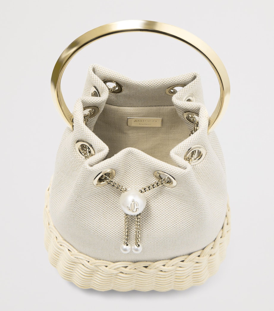Jimmy Choo Bon Bon Canvas and Raffia Top-Handle Bag Almond Mix/natural/l Image 4