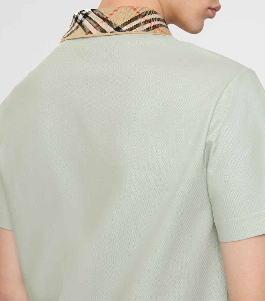 Check-Collar Slim Polo Shirt SEAFOAM GREEN Image 3