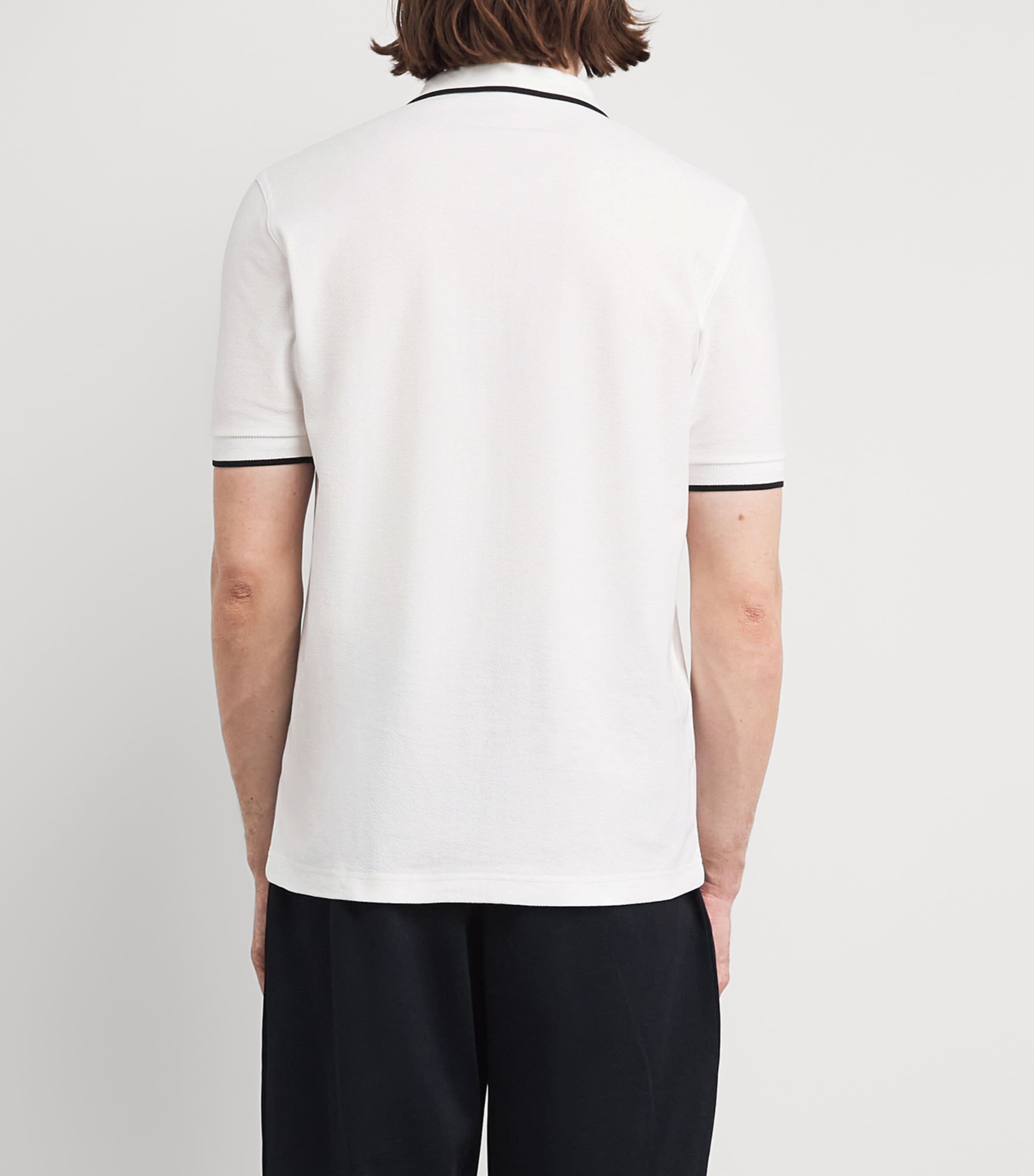 Fred Perry Mens Cotton Crepe Piqué Polo Shirt Snow White Image 5