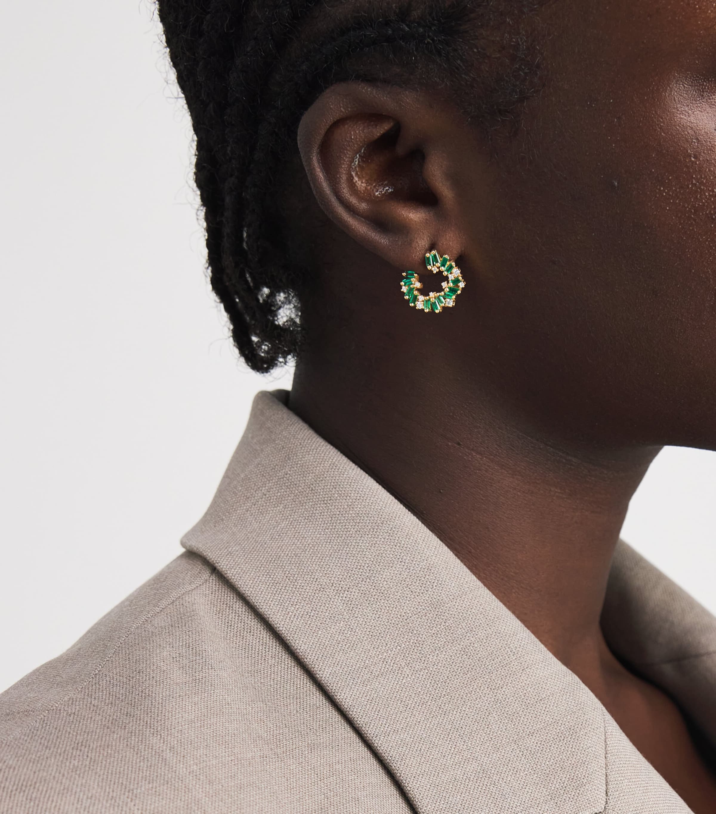 Yellow Gold, Emerald and Diamond Frenzy Spiral Earrings 18K YG/EMER Image 2