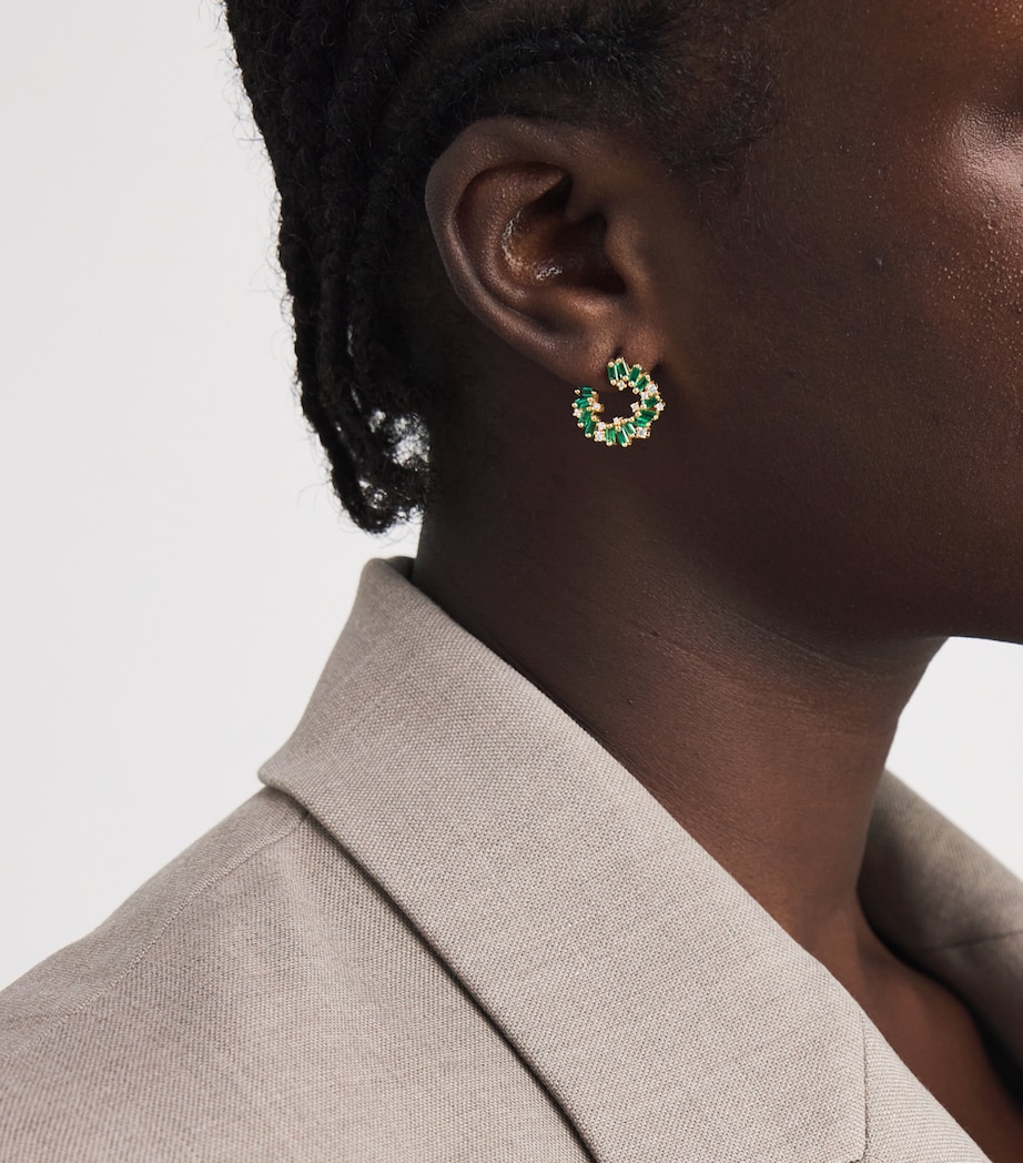 Yellow Gold, Emerald and Diamond Frenzy Spiral Earrings 18K YG/EMER Image 2