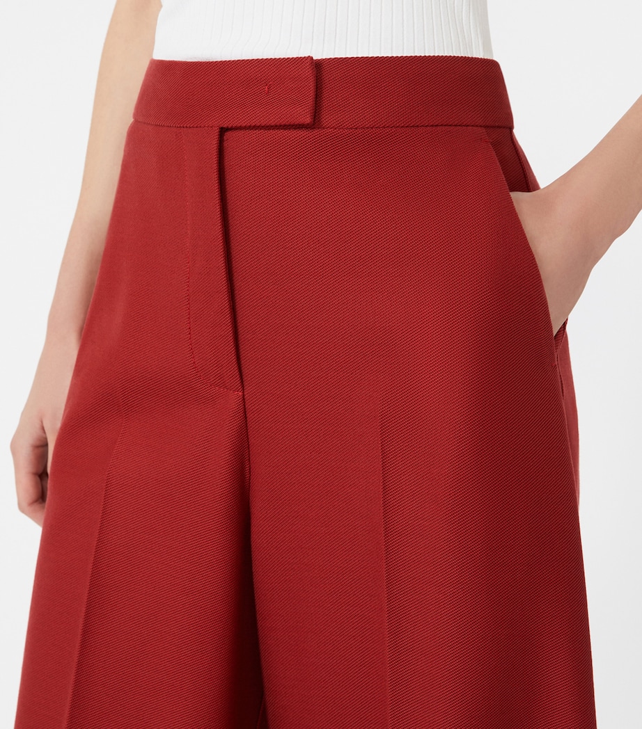 Max Mara Womens Cotton Jersey Wide-Leg Trousers Red Image 5