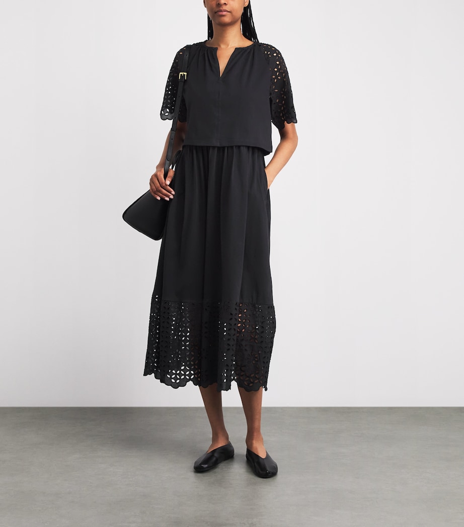 ME+EM Womens Broderie Anglaise 2-in-1 Maxi Dress Black Image 2