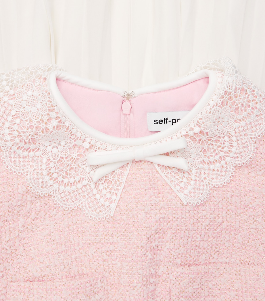 Self-Portrait Womens Bouclé Lace-Collar Midi Dress Pink Image 6