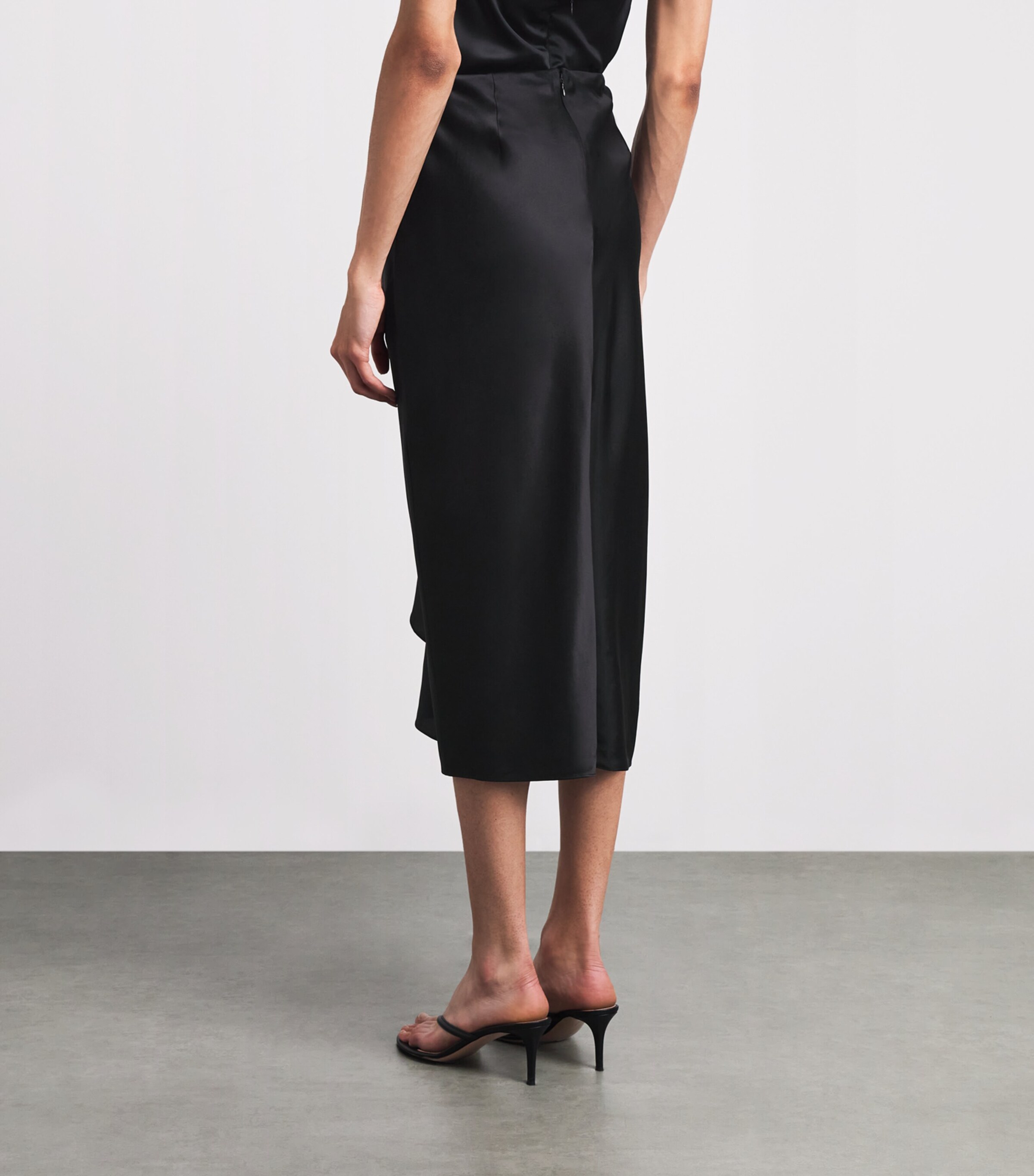 Cinq A Sept Womens Silk Cynthia Midi Skirt Black Image 5