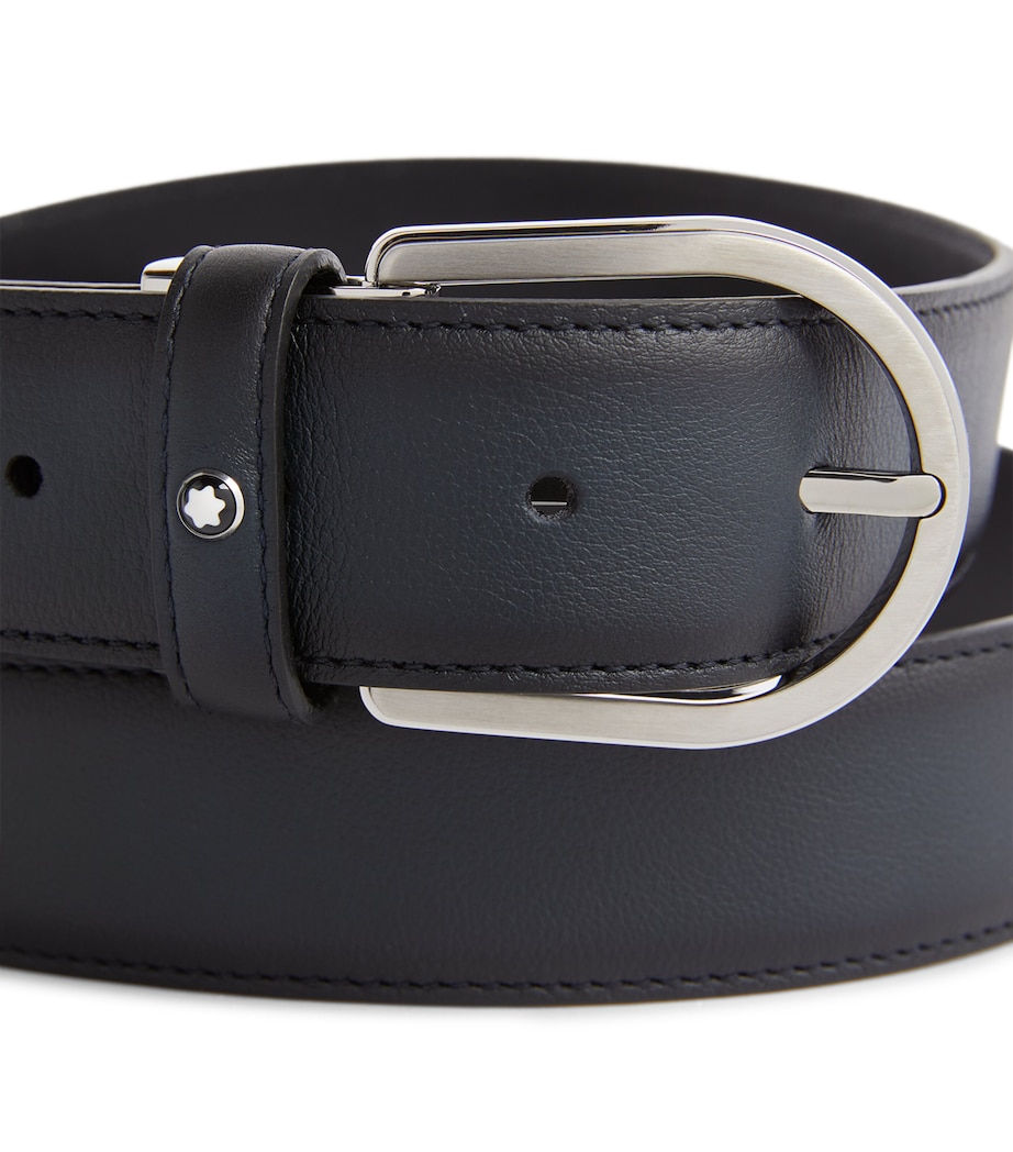 Leather Business Belt BLUE Image 4