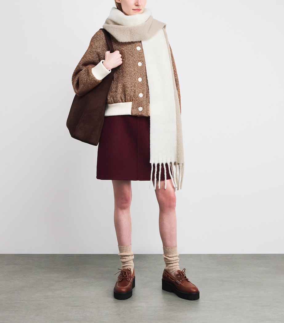 Wool-Alpaca-Blend Fringed Scarf DUAL-COLOR Image 3