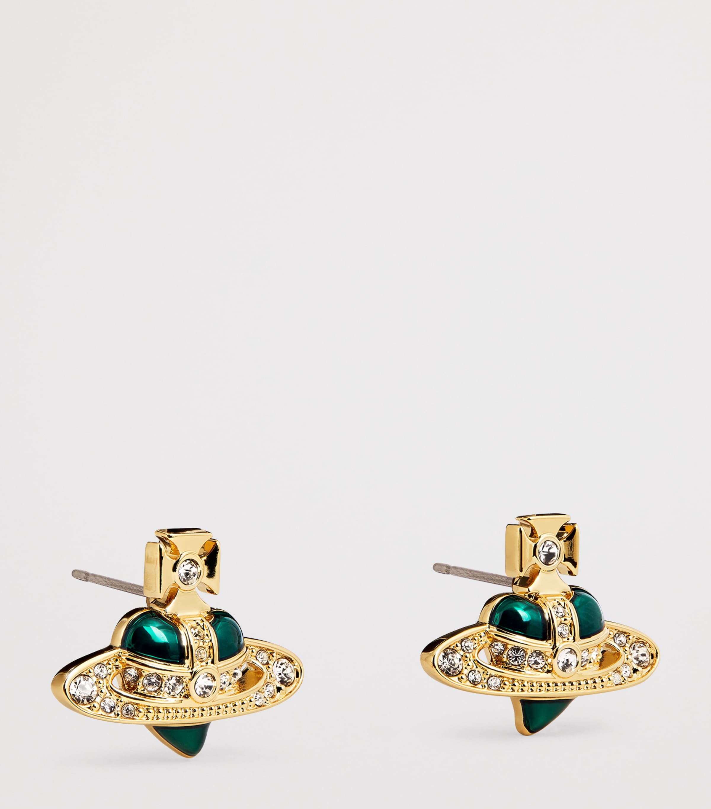 Diamante Heart Stud Earrings GOLD/QUARTZ CRYSTAL Image 3