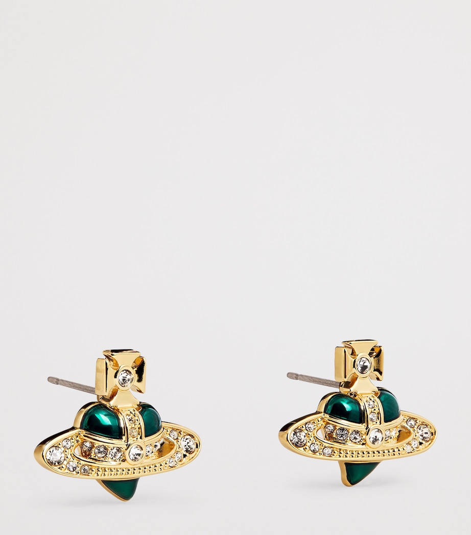 Diamante Heart Stud Earrings GOLD/QUARTZ CRYSTAL Image 3