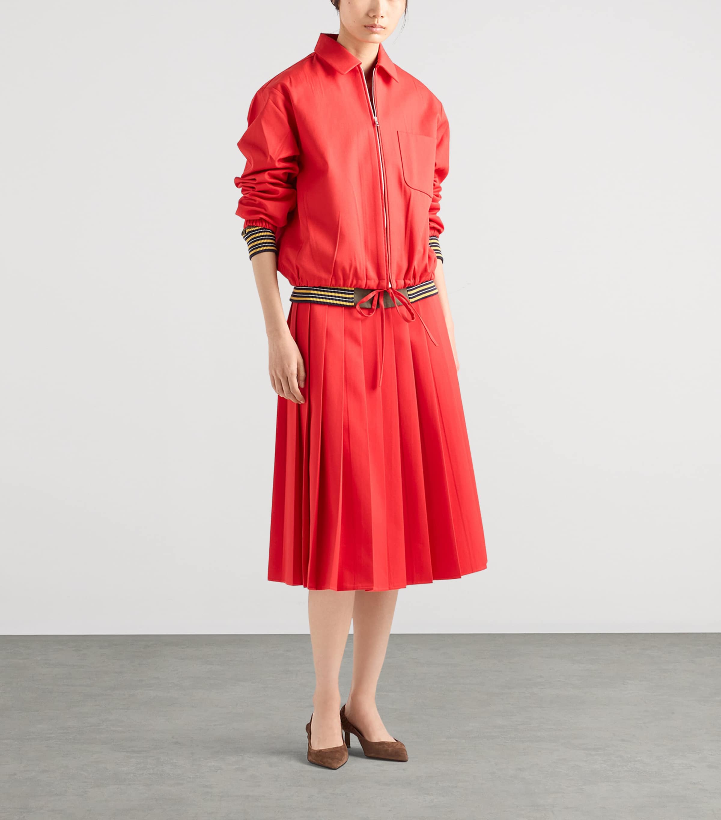 Prada Womens Gabardine Blouson Jacket Red Image 2