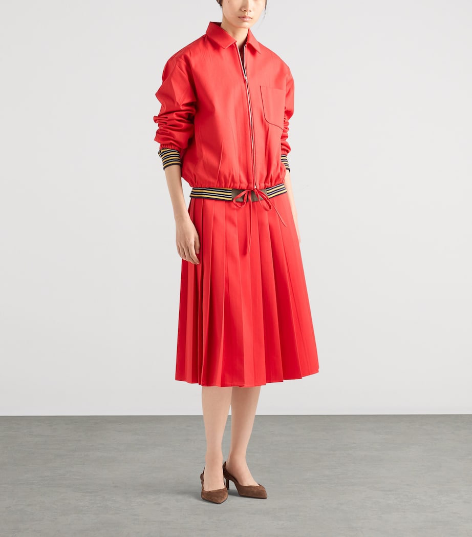 Prada Womens Gabardine Blouson Jacket Red Image 2
