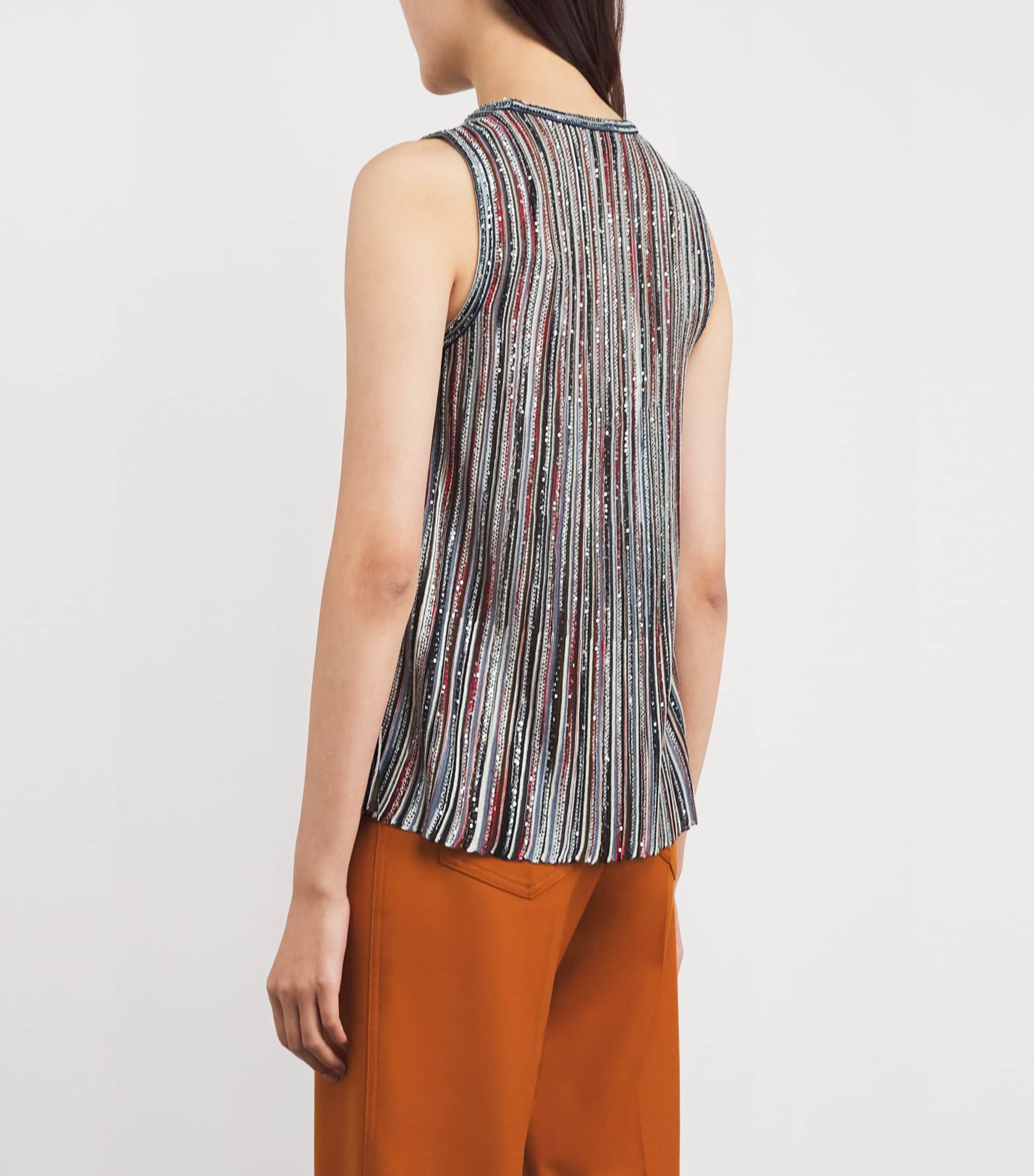 Lamé Embellished Tank Top SMSMB DARK RED/BLU Image 4