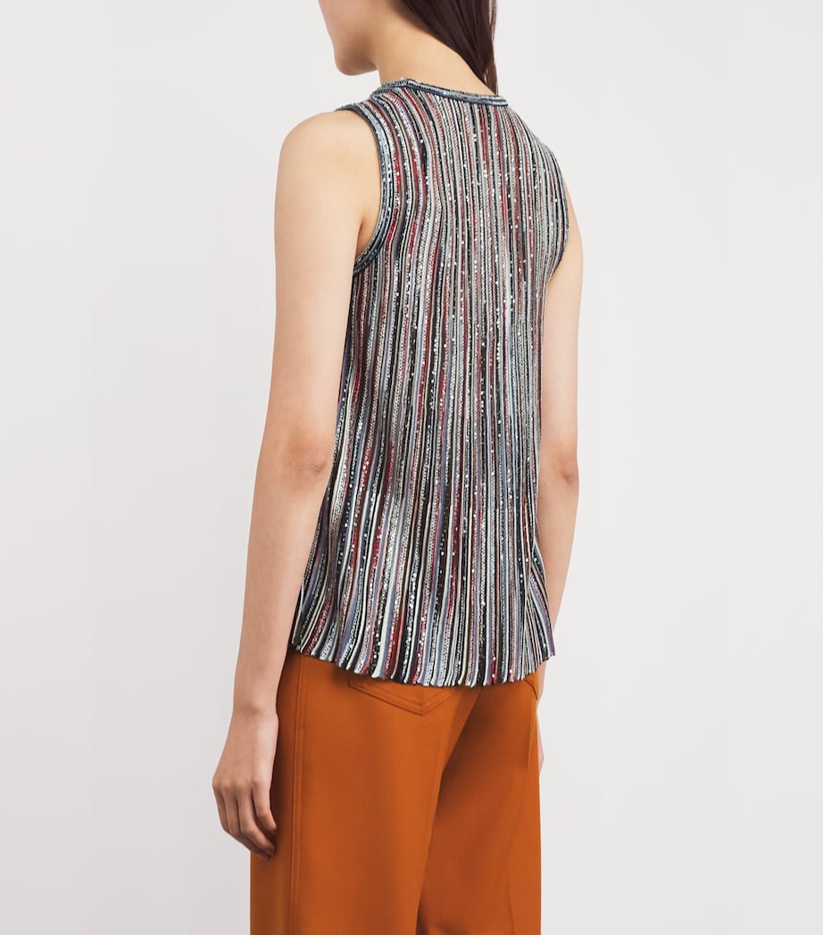 Lamé Embellished Tank Top SMSMB DARK RED/BLU Image 4