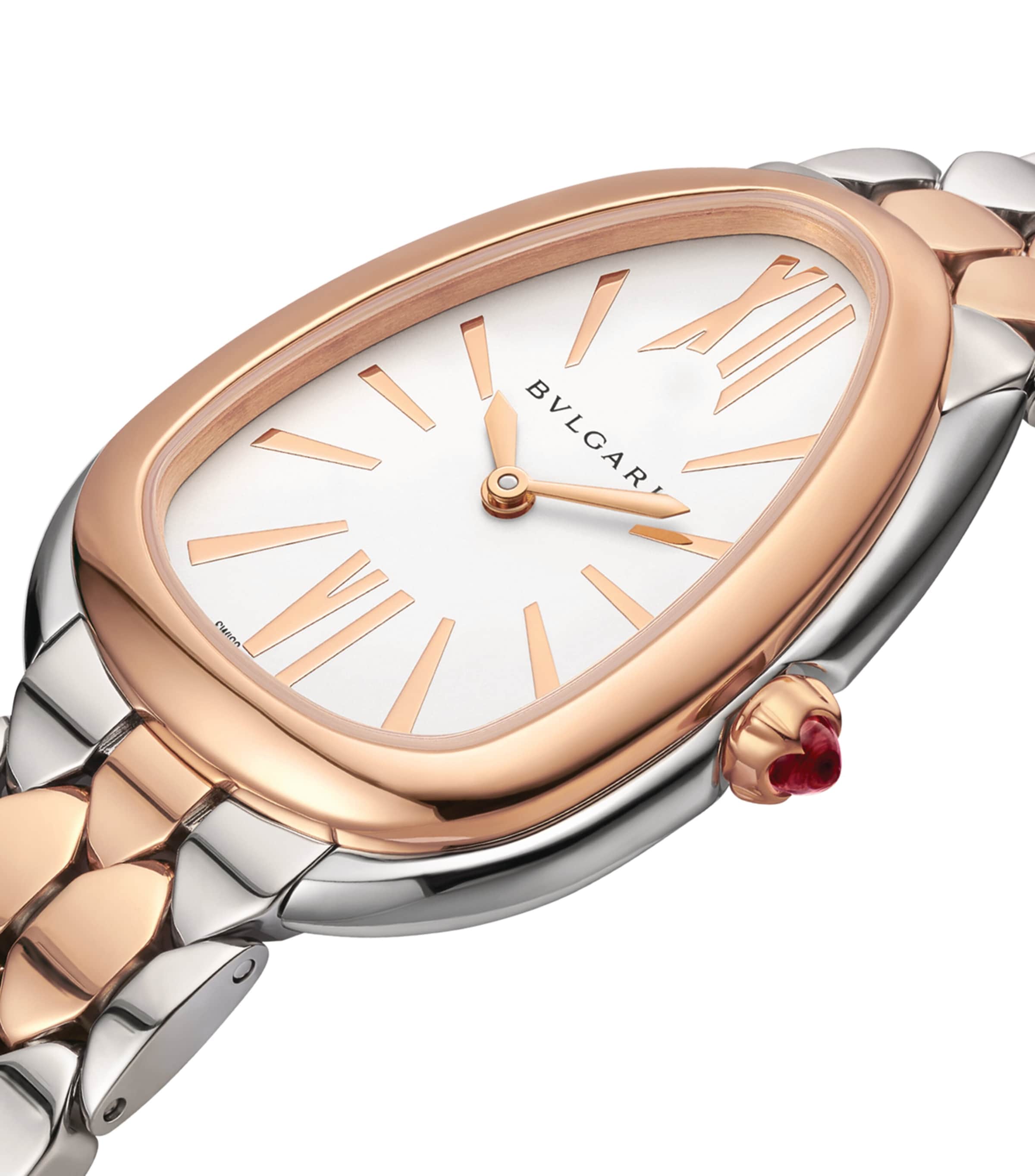 Bvlgari Stainless Steel and Rose Gold Serpenti Seduttori Watch 33mm White Image 3