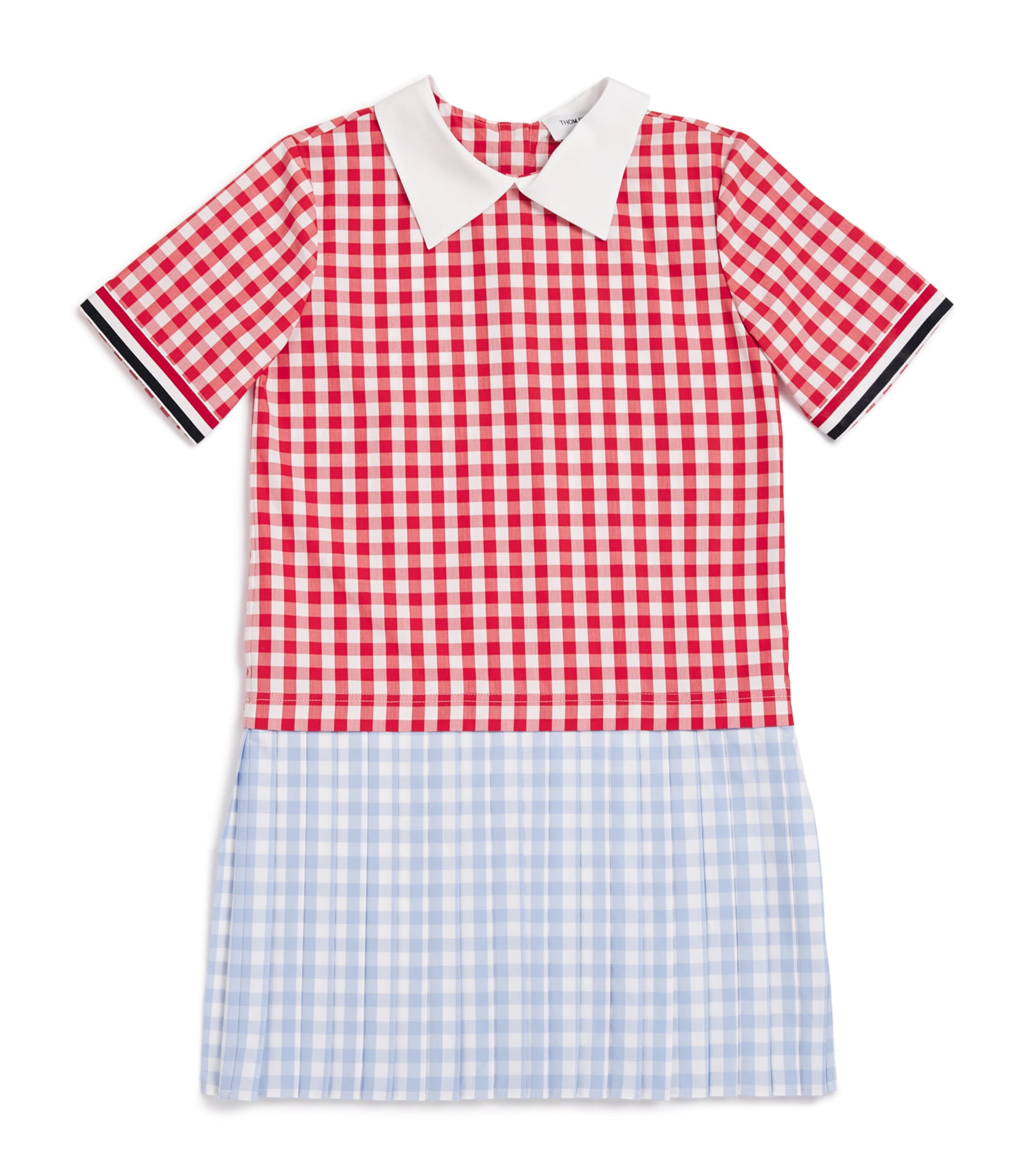 Thom Browne Kids Gingham Pleated Dress (2-12 Years) Red Image 1