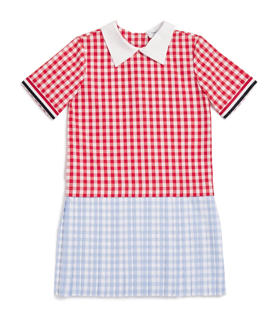 Thom Browne Kids Gingham Pleated Dress (2-12 Years) Red Image 1