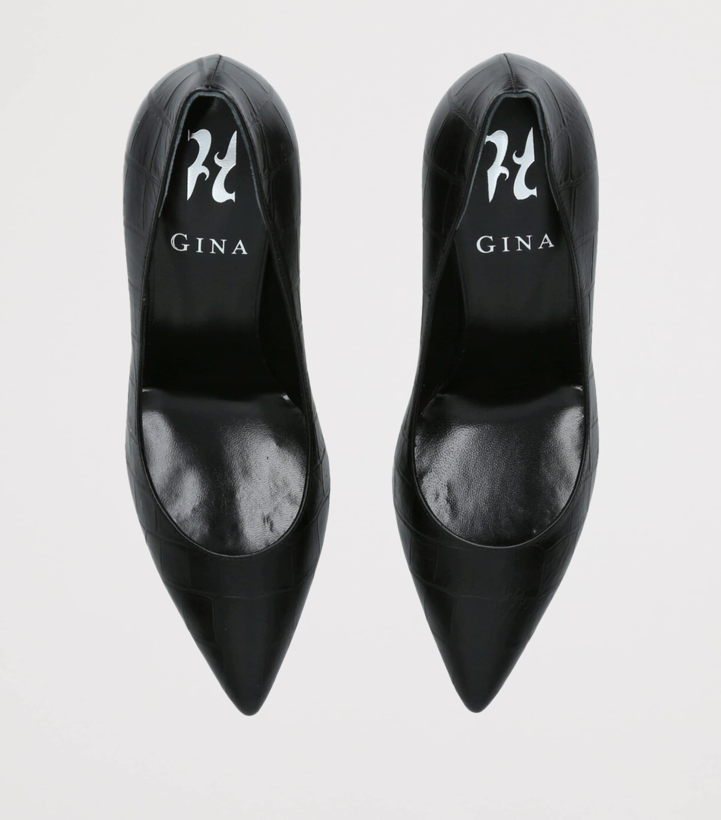 Croc-Embossed Leather Remi Pumps 85 BLACK Image 4