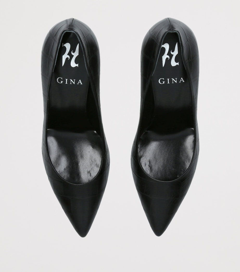 Croc-Embossed Leather Remi Pumps 85 BLACK Image 4