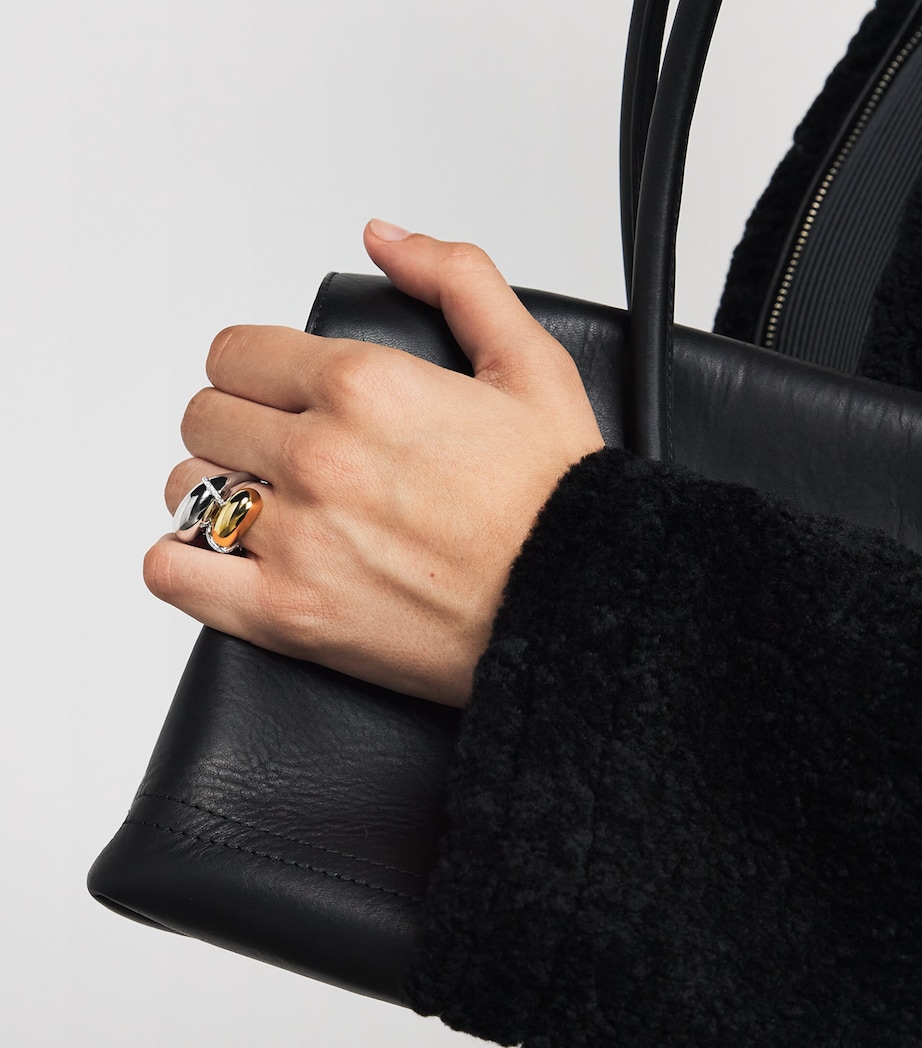 Mixed Gold and Diamond Double Bouy Ring MIXED GOLD Image 2