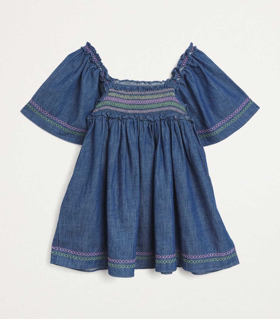 Denim Shirred Tallow Dress (1-12 Years) BLG BLUE LAGOON Image 2